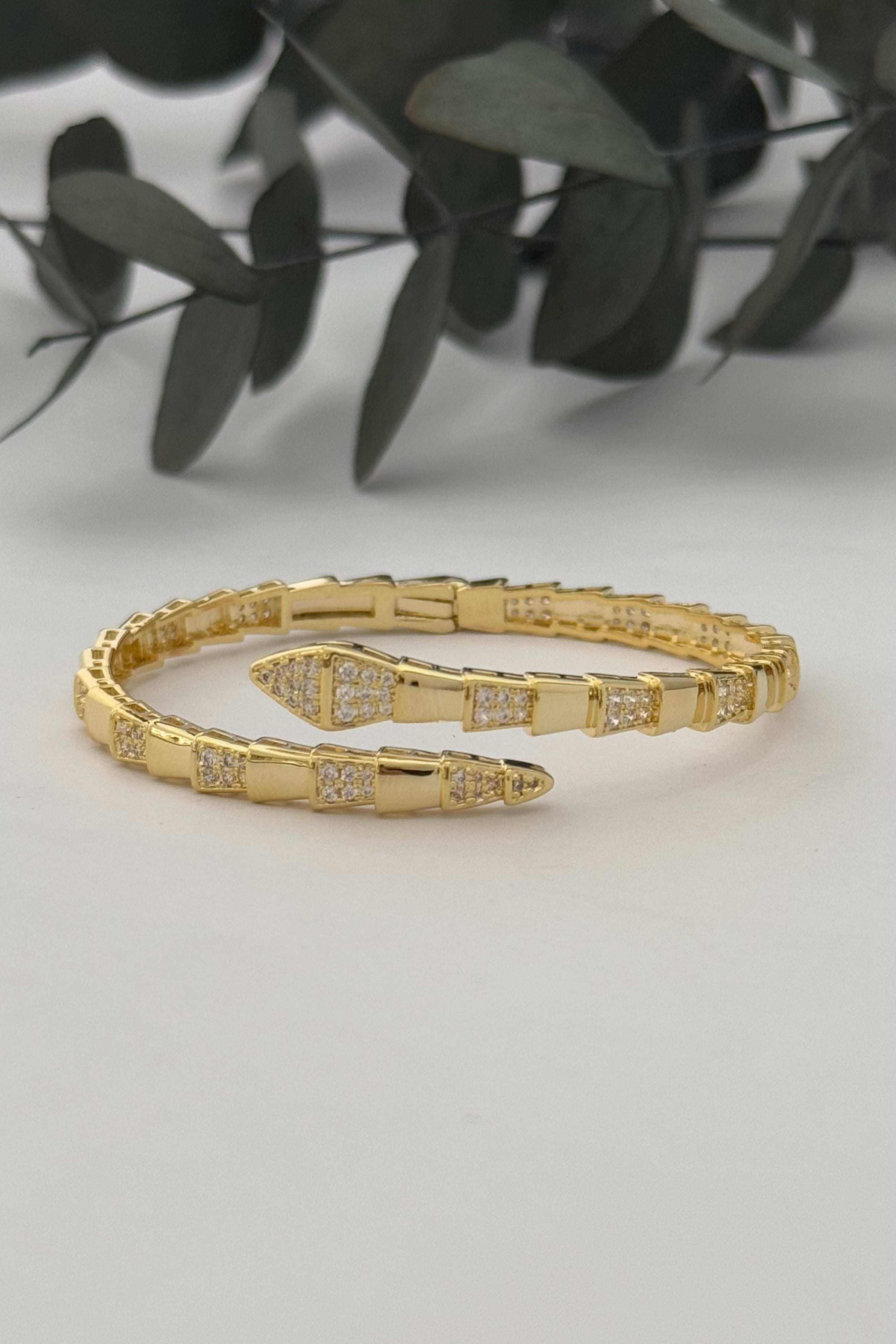Snake Gold Kelepçe Bileklik