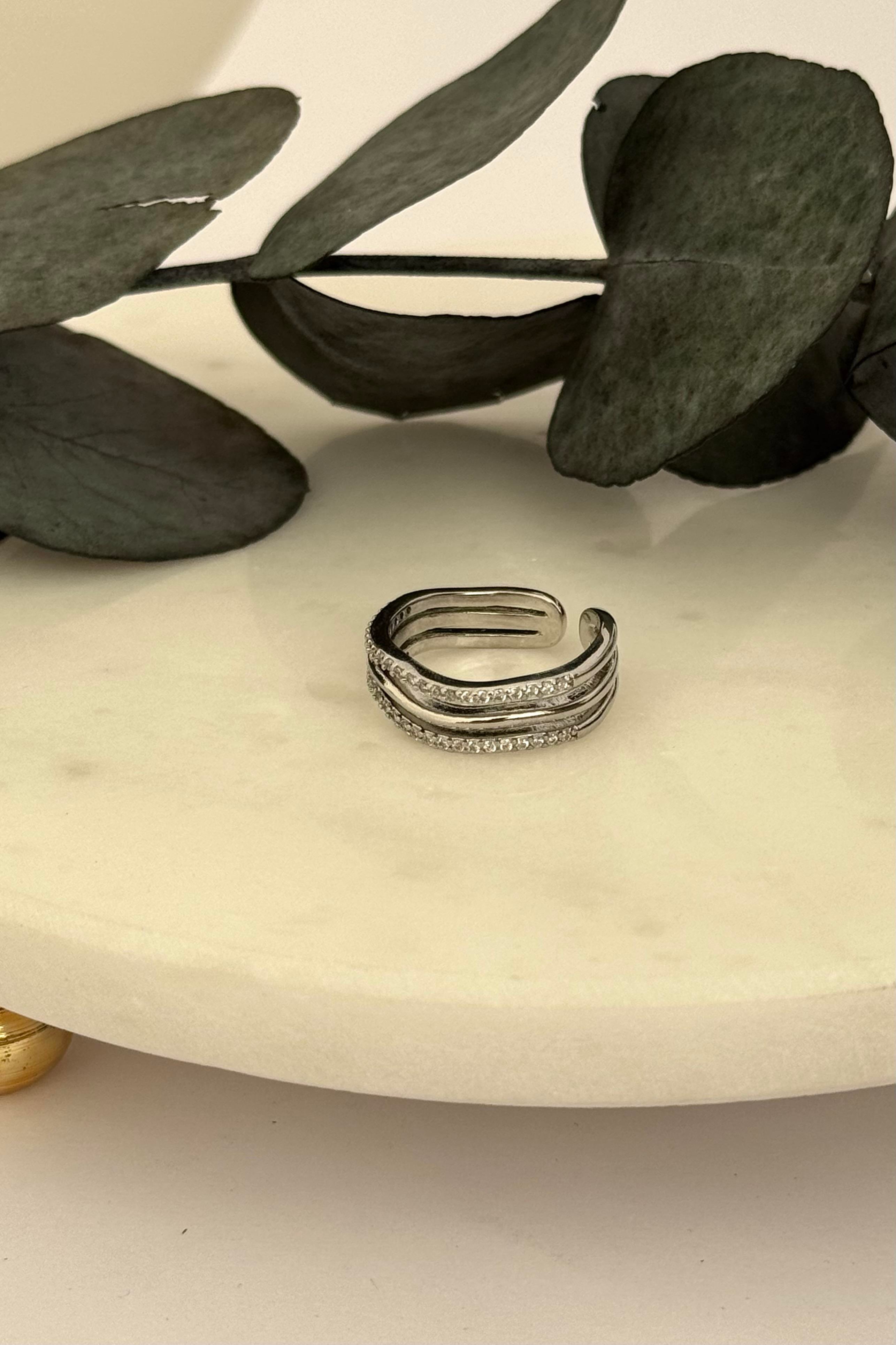Spiral Desenli Silver Yüzük