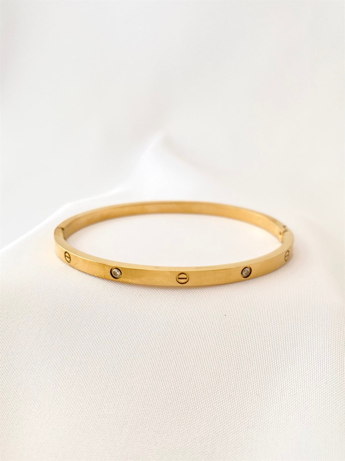 Taşlı Çelik Kelepçe Bileklik