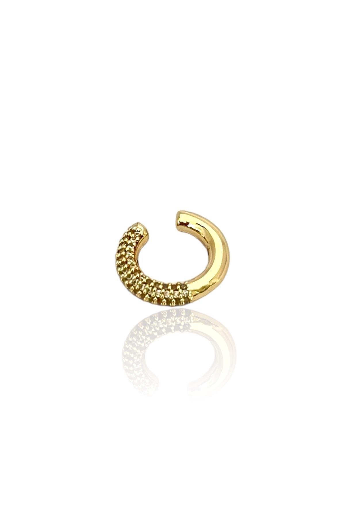 Taşlı Gold Kıkırdak Küpe