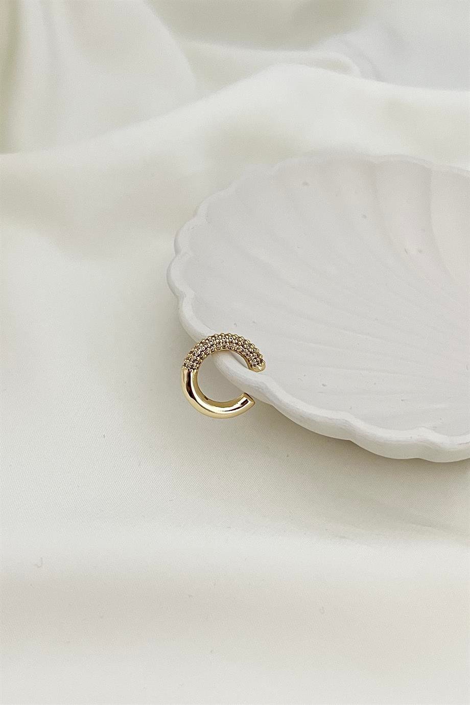 Taşlı Gold Kıkırdak Küpe