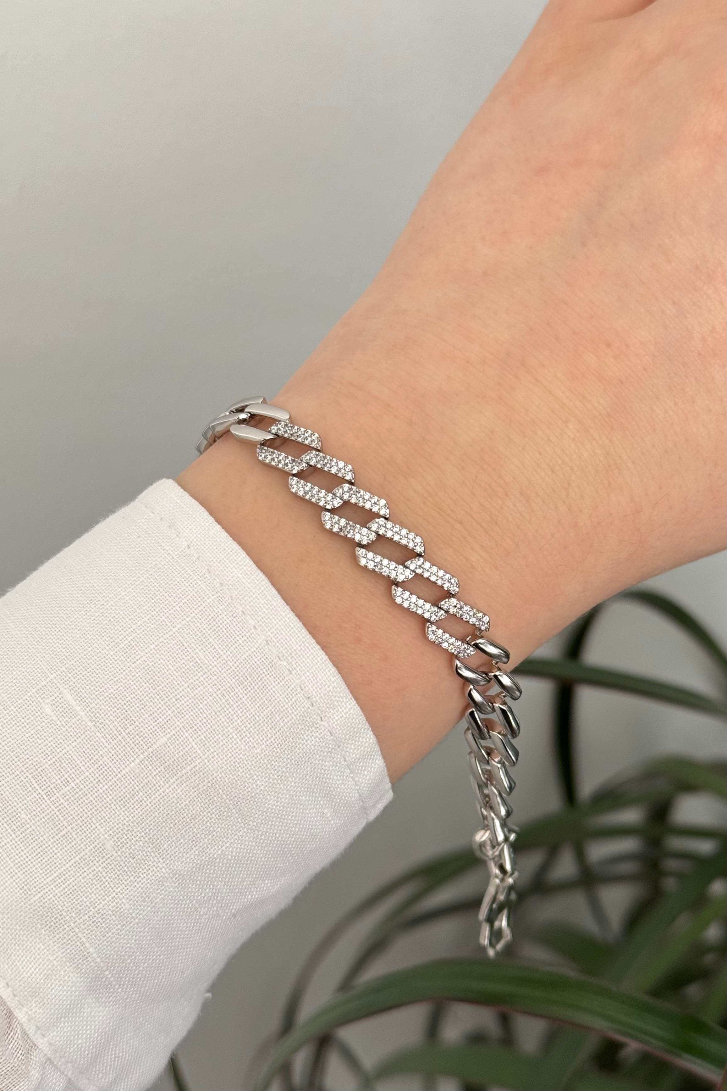 Taşlı Silver Vip Seri Bileklik