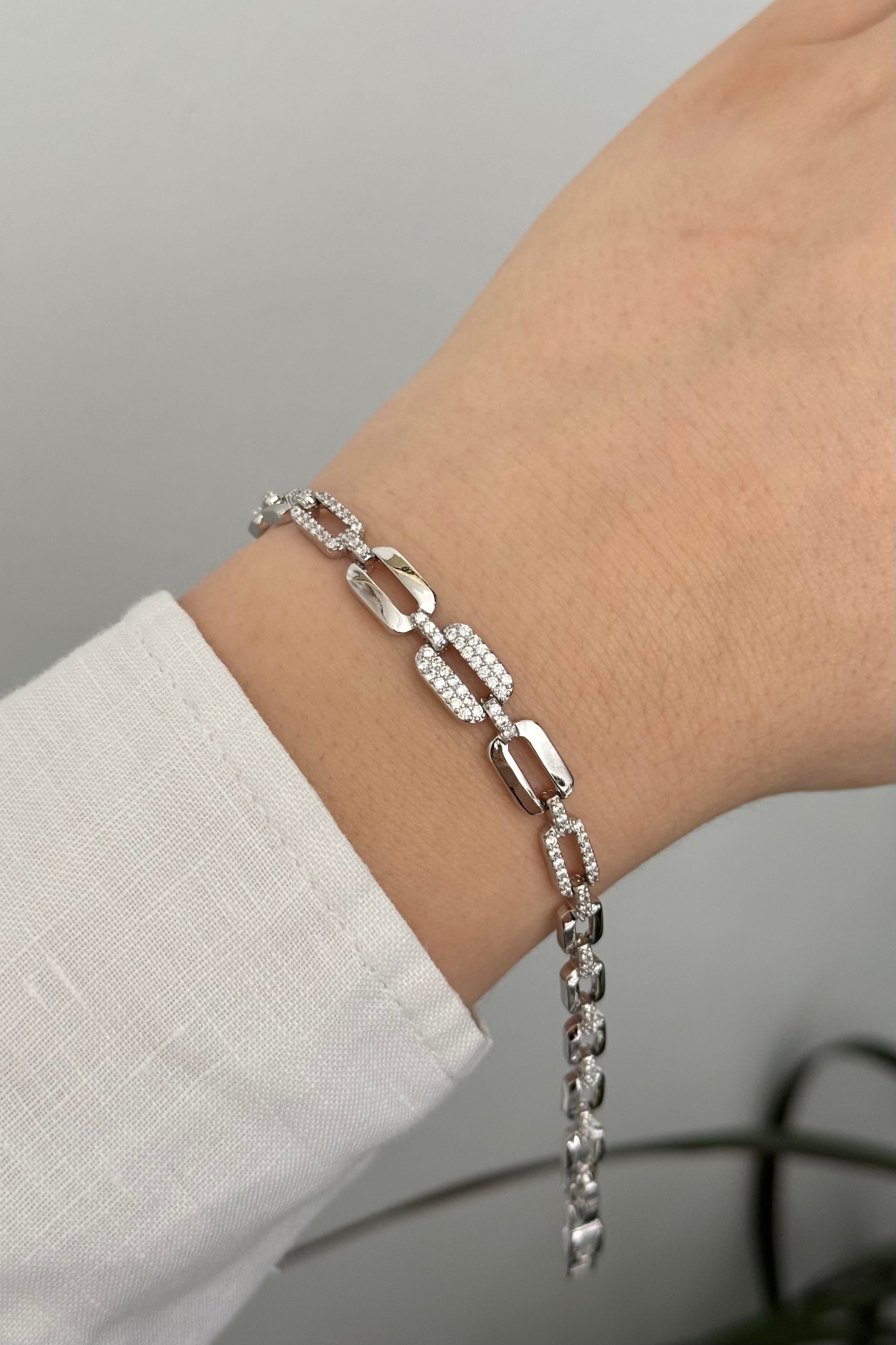 Taşlı Silver Vip Seri Bileklik