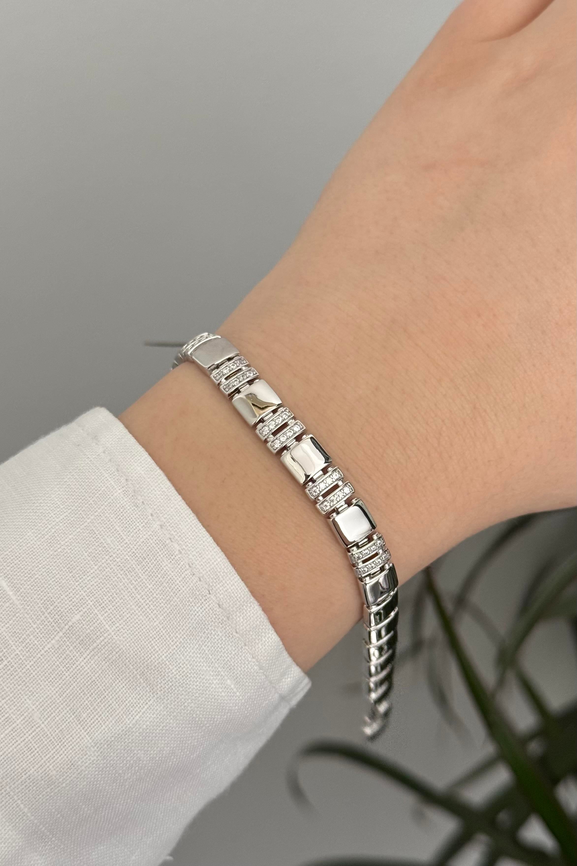 Taşlı Silver Vip Seri Bileklik
