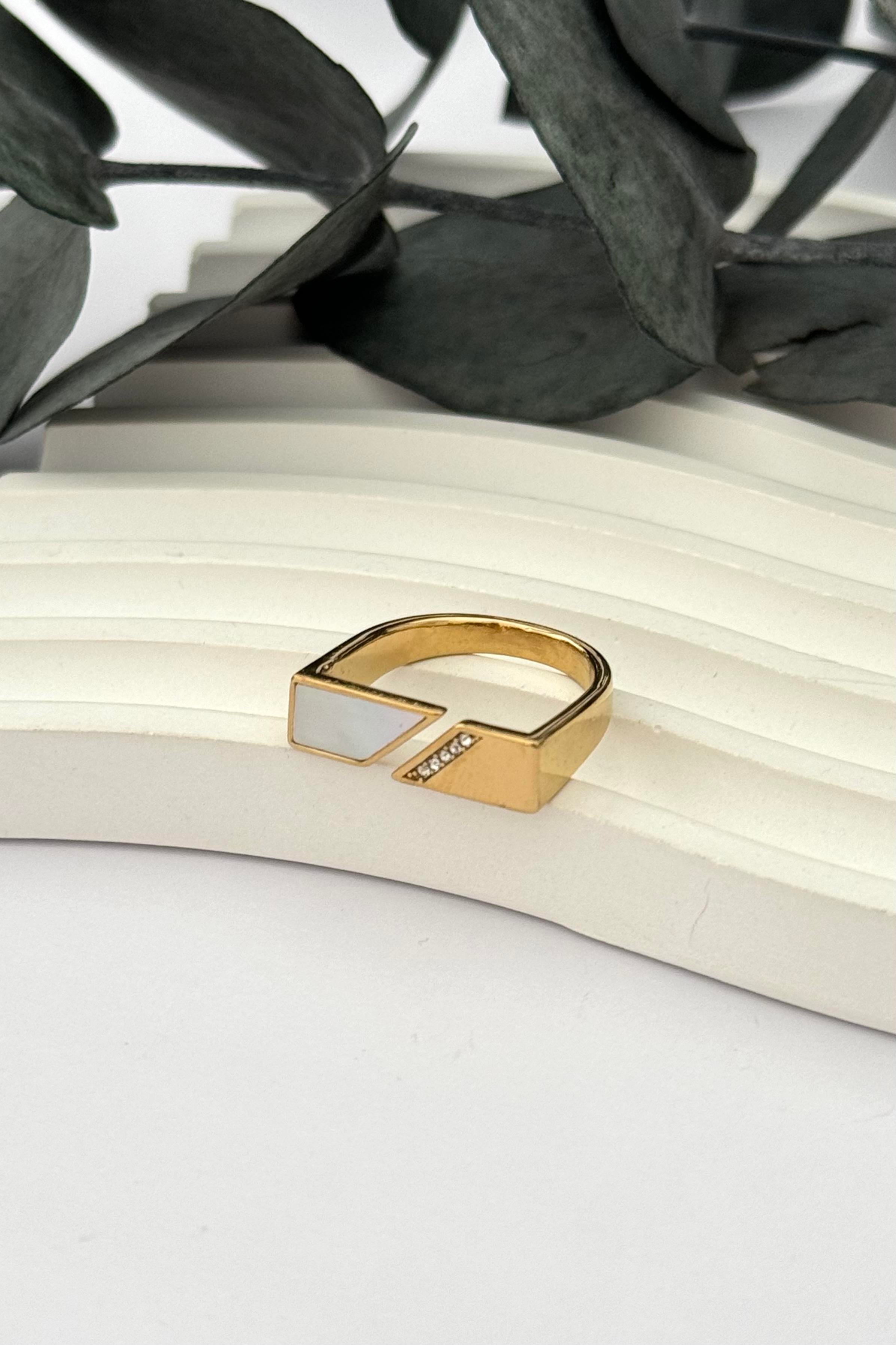 White &  Gold Çelik Yüzük