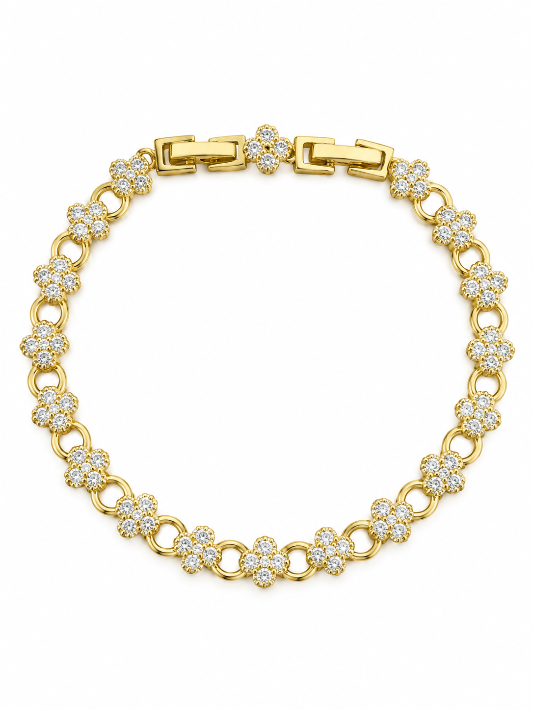Yonca Taşlı Gold Bileklik