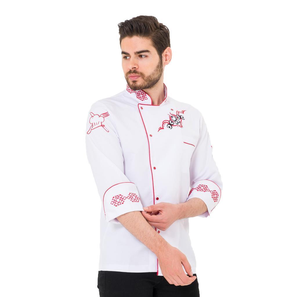 Aşçı Ceketi, Nakışlı, Beyaz -3E710- İş Elbiseleri, Mutfak, Şef
