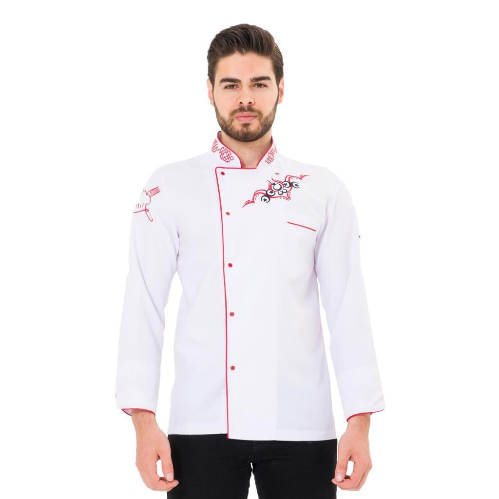 Aşçı Ceketi, Nakışlı, Beyaz -3E710- İş Elbiseleri, Mutfak, Şef
