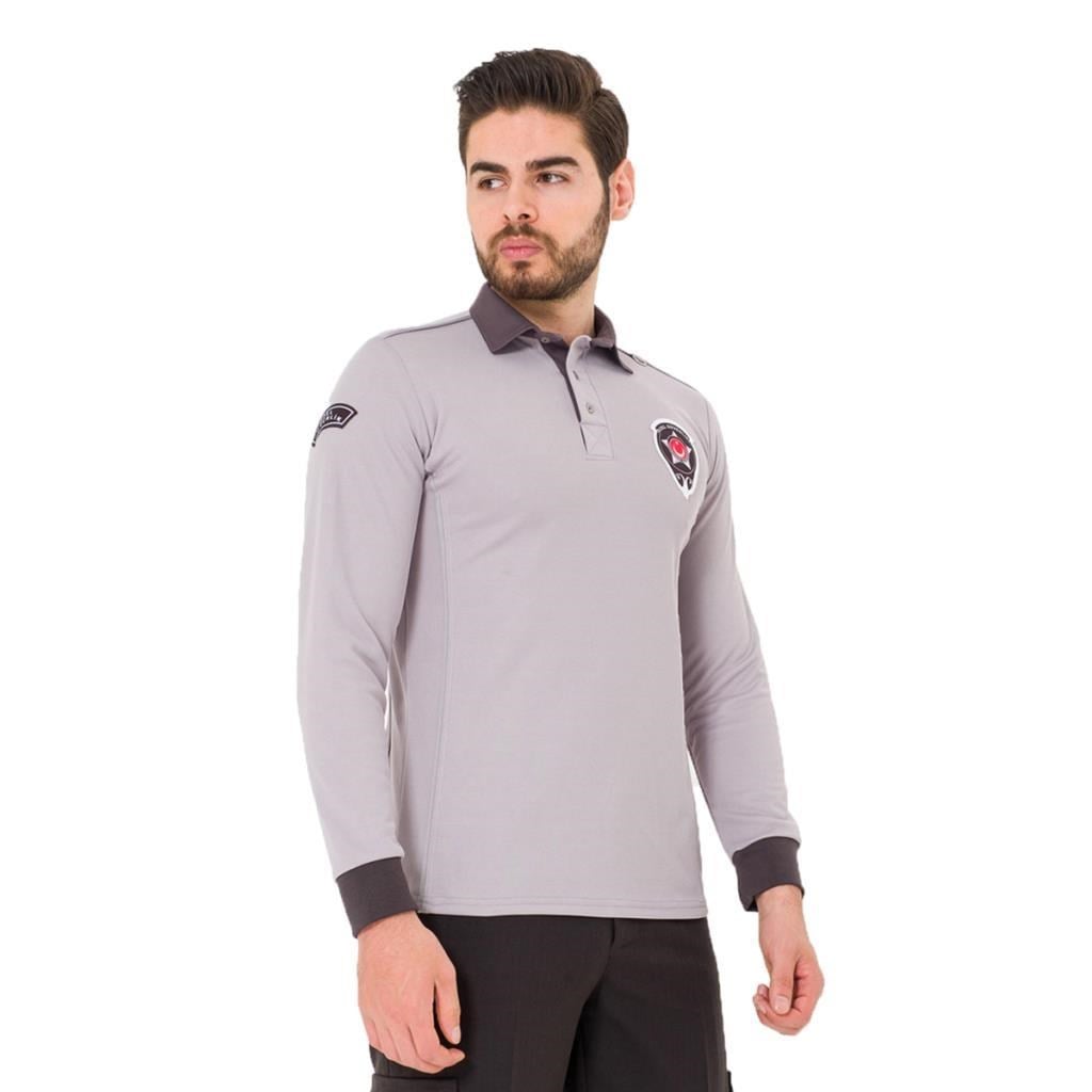 Özel Güvenlik Tişört, Gri, Uzun Kollu -39E631- Yeni Yasaya Uygun
