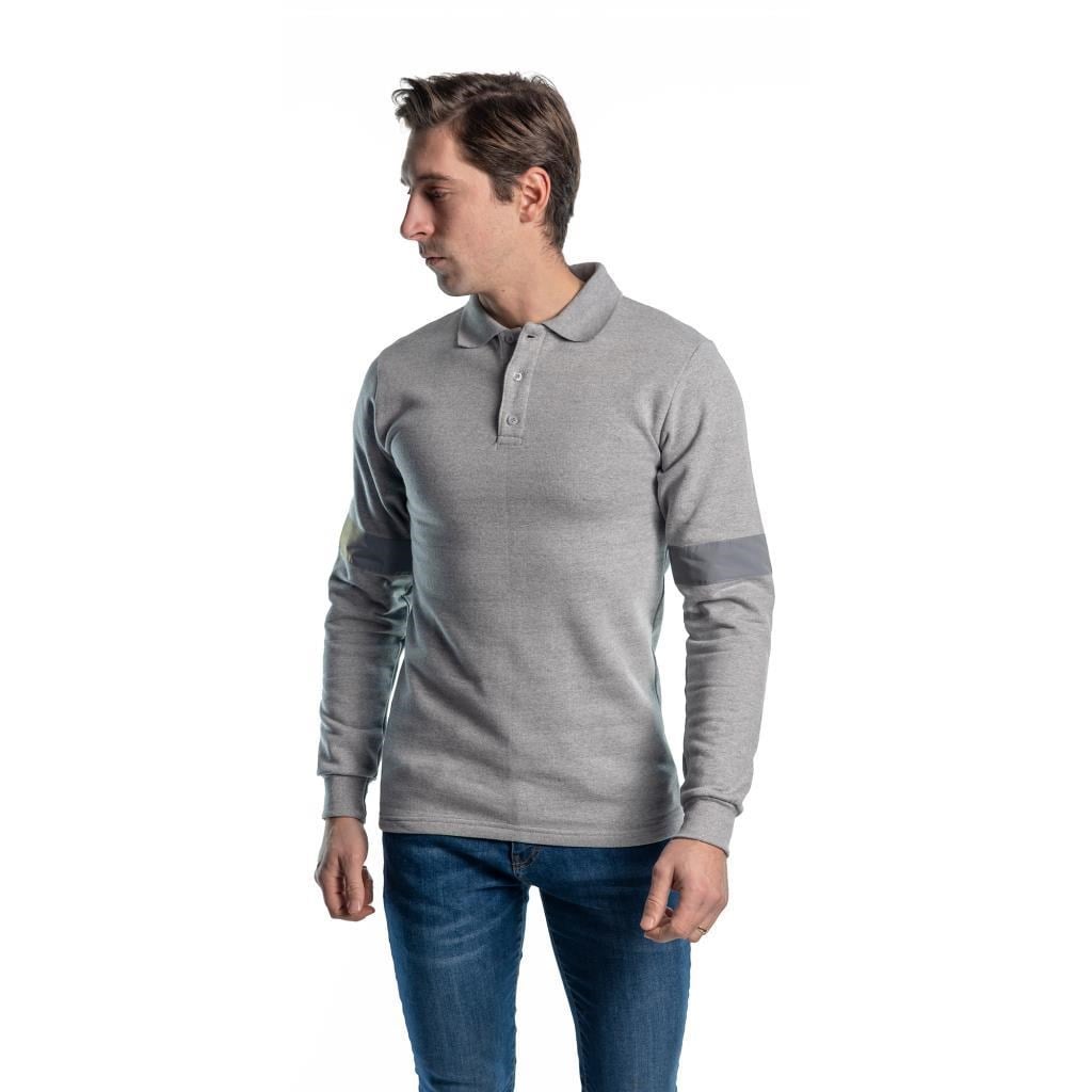 Şensel, Reflektörlü Sweatshirt, Açık Gri, Polo Yaka -107E5630-