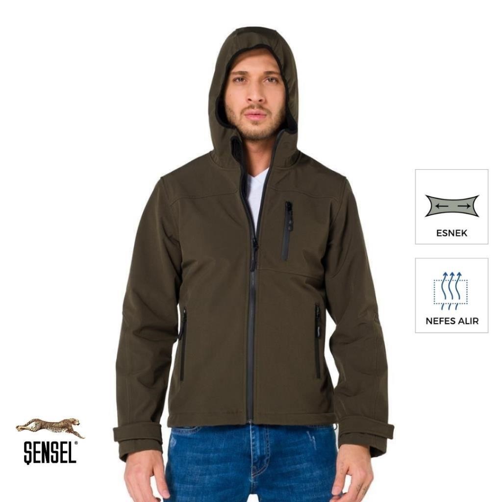 Şensel, Softshell Mont, Haki -91E2525- Su İtici, Rüzgar Geçirmez