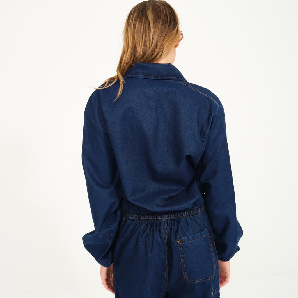 Şensel, Yazlık Kot Tulum, Lacivert -55E1445- İş Elbisesi, UNISEX