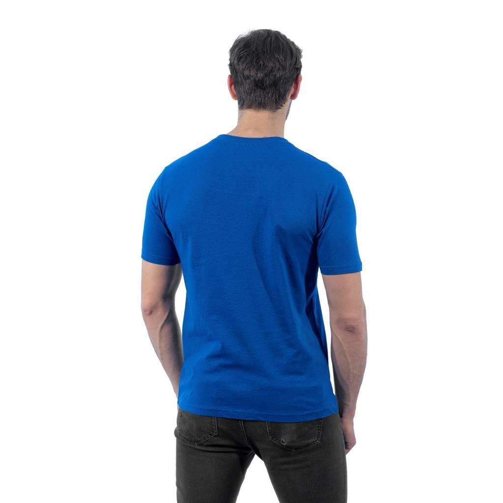 Sıfır Yaka Tişört, Saks Mavi -112E741- Bisiklet Yaka Tshirt