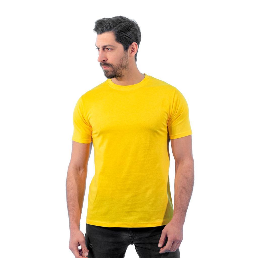 Sıfır Yaka Tişört, Sarı -112E565- Bisiklet Yaka Tshirt