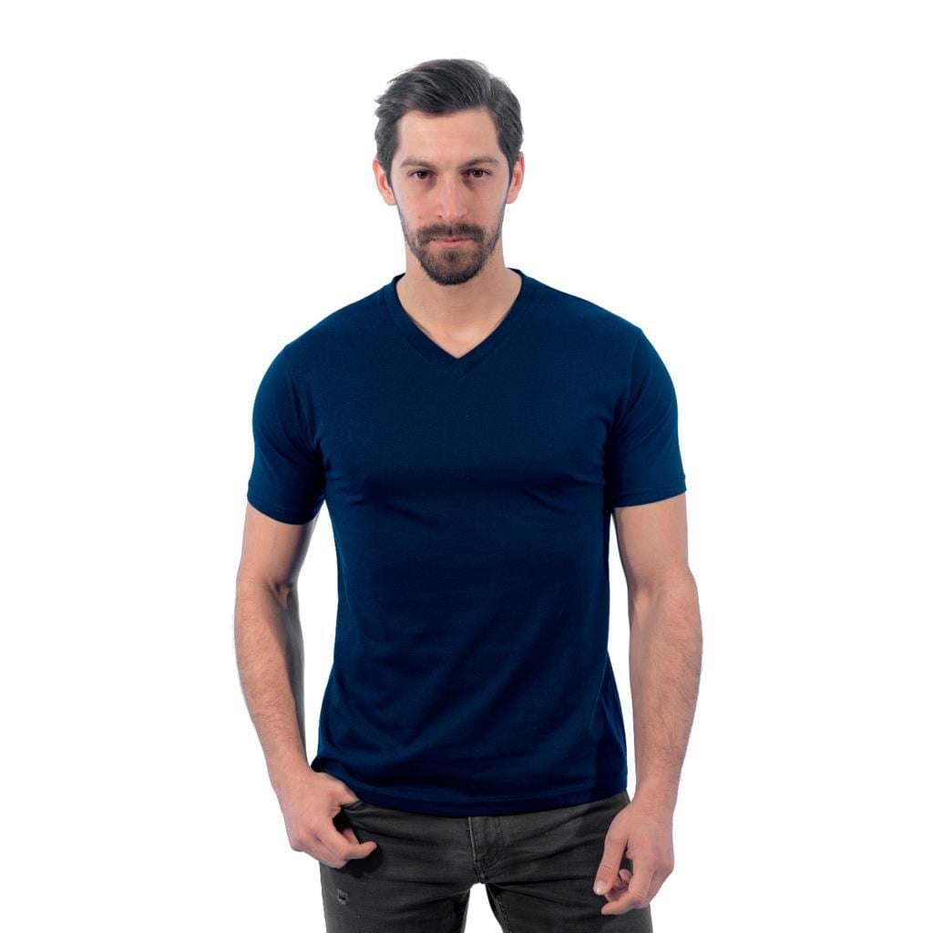 V Yaka Tişört, Lacivert -113E245- T-shirt, Tshirt, Kısa Kollu