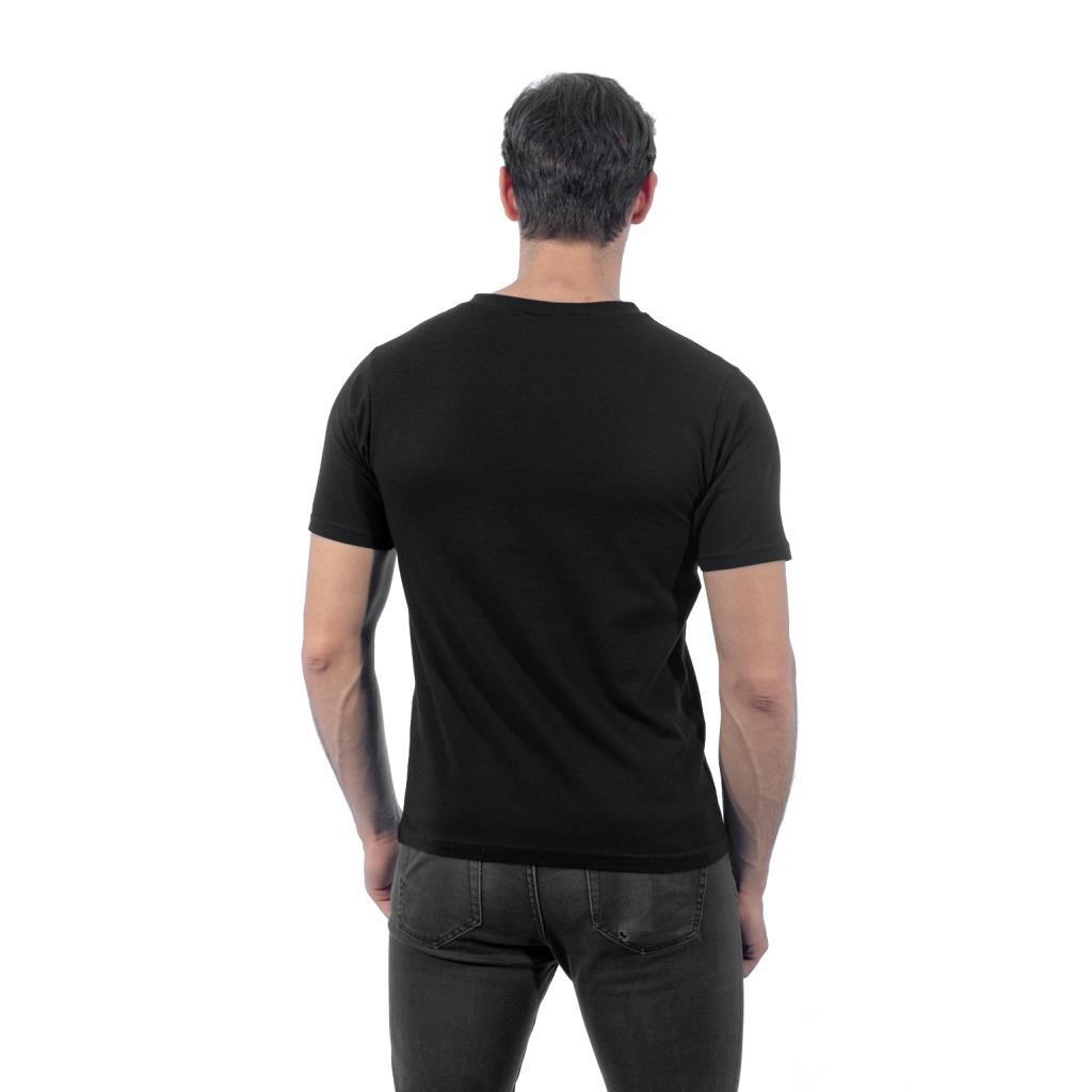 V Yaka Tişört, Siyah -113E250- T-shirt, Tshirt, Kısa Kollu