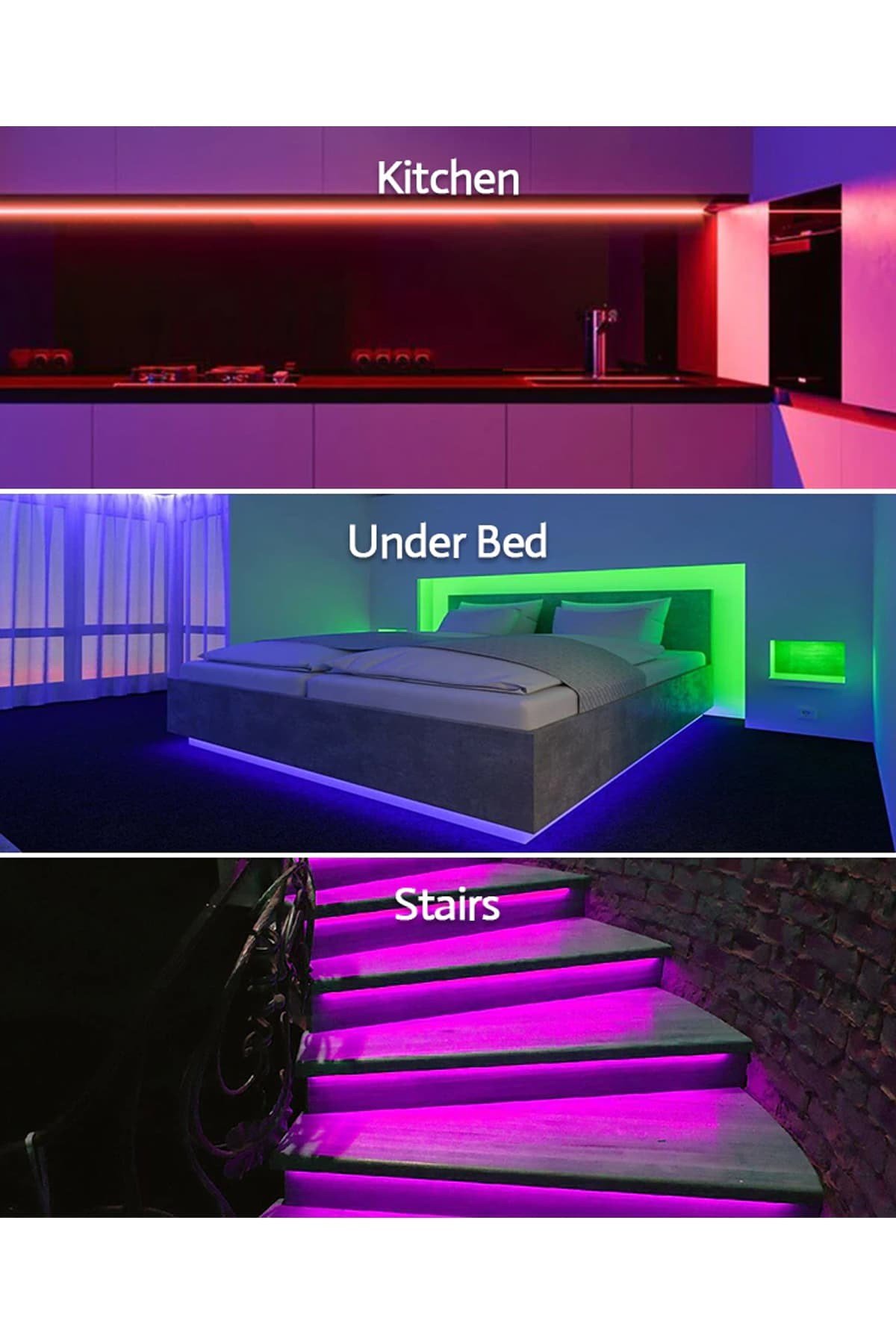 Cata 5 Metre Rgb Şerit Ledli Hazır Set (Adaptör - Led - Kumanda) Ct 4558 | Aydınlatmacım|Şerit Ledler ve Trafoları|CATA|CT-4558