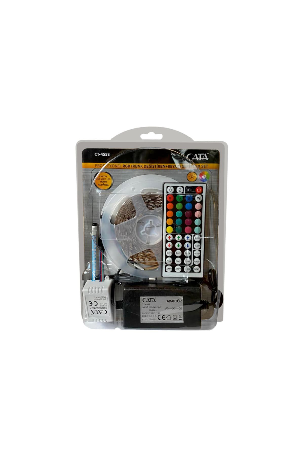 Cata 5 Metre Rgb Şerit Ledli Hazır Set (Adaptör - Led - Kumanda) Ct 4558 | Aydınlatmacım|Şerit Ledler ve Trafoları|CATA|CT-4558