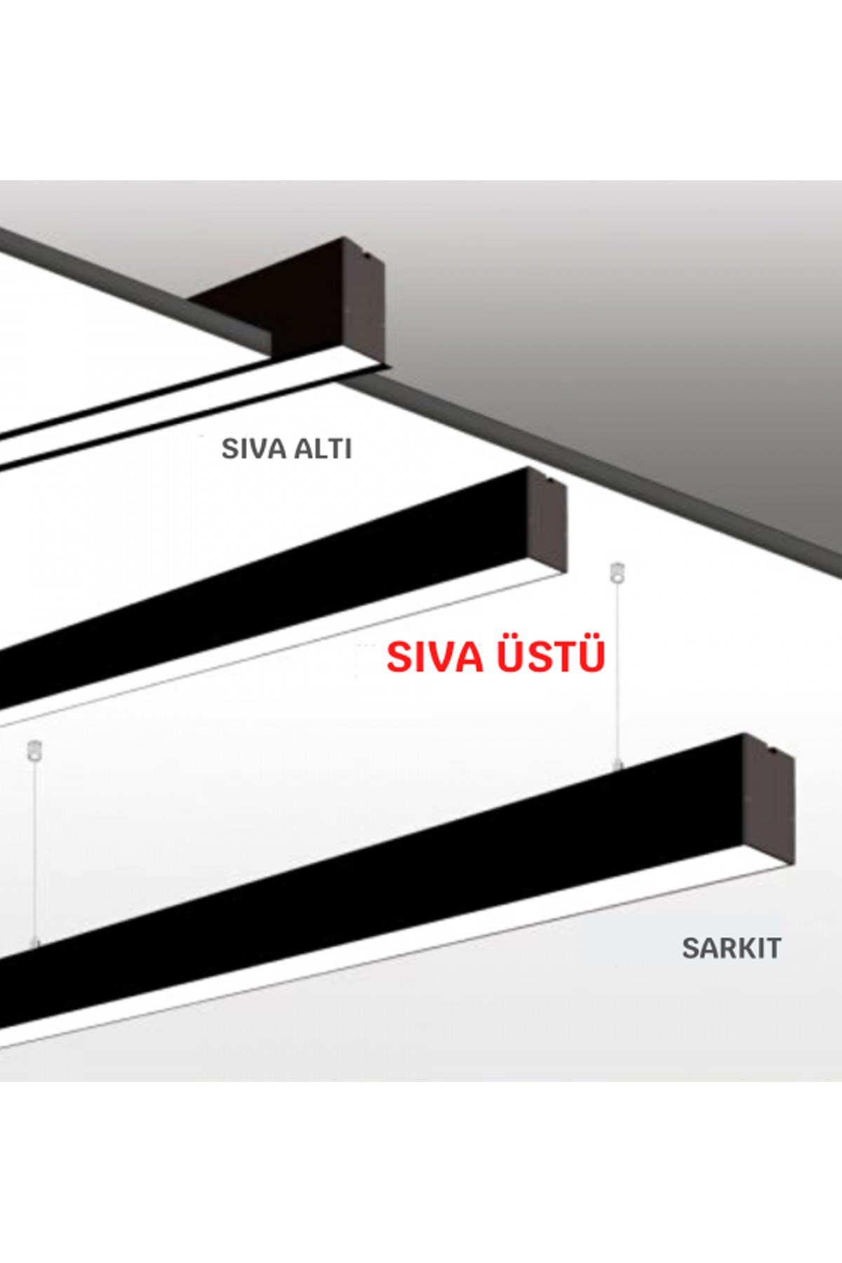 Uygun Fiyatlı 200 Cm  Sıvaüstü Linear Aydınlatma Armatürü 64 W 9580 Lümen As1107 | Aydınlatmacım|Linear Aydınlatma Armatürleri|CTE|AS1107