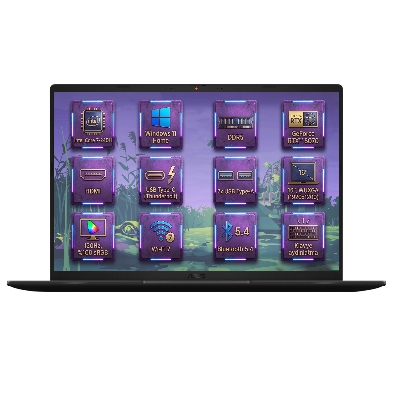  Dizüstü Bilgisayar ASUS V3607VP-RP054W 005 Distribütör  Asus V16 Intel Core 7 240H 24GB 1TB SSD 8 GB RTX5070 120Hz 16