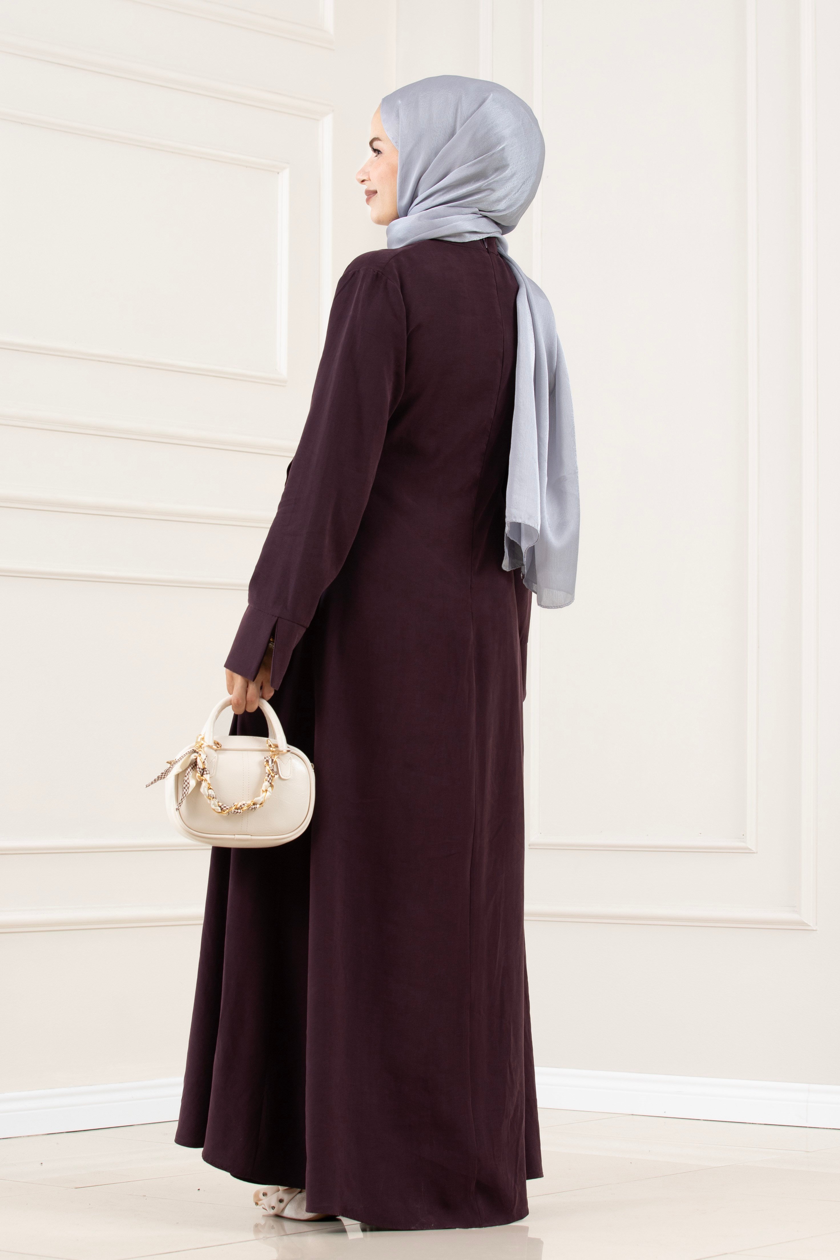Beli Bağlama Detaylı Bihter Elbise-MÜRDÜM