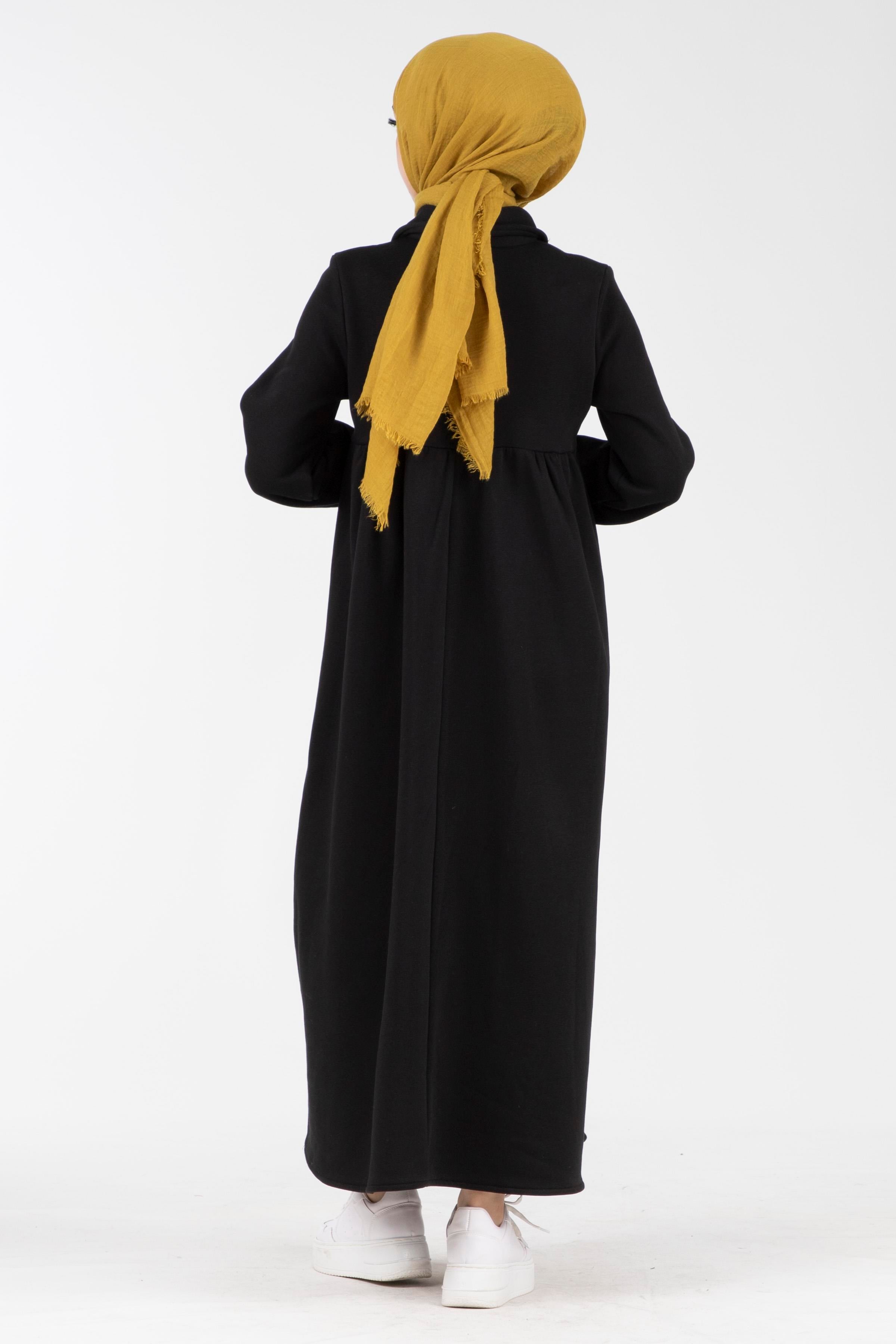 Waist Ruffle Raising Dress - Black
