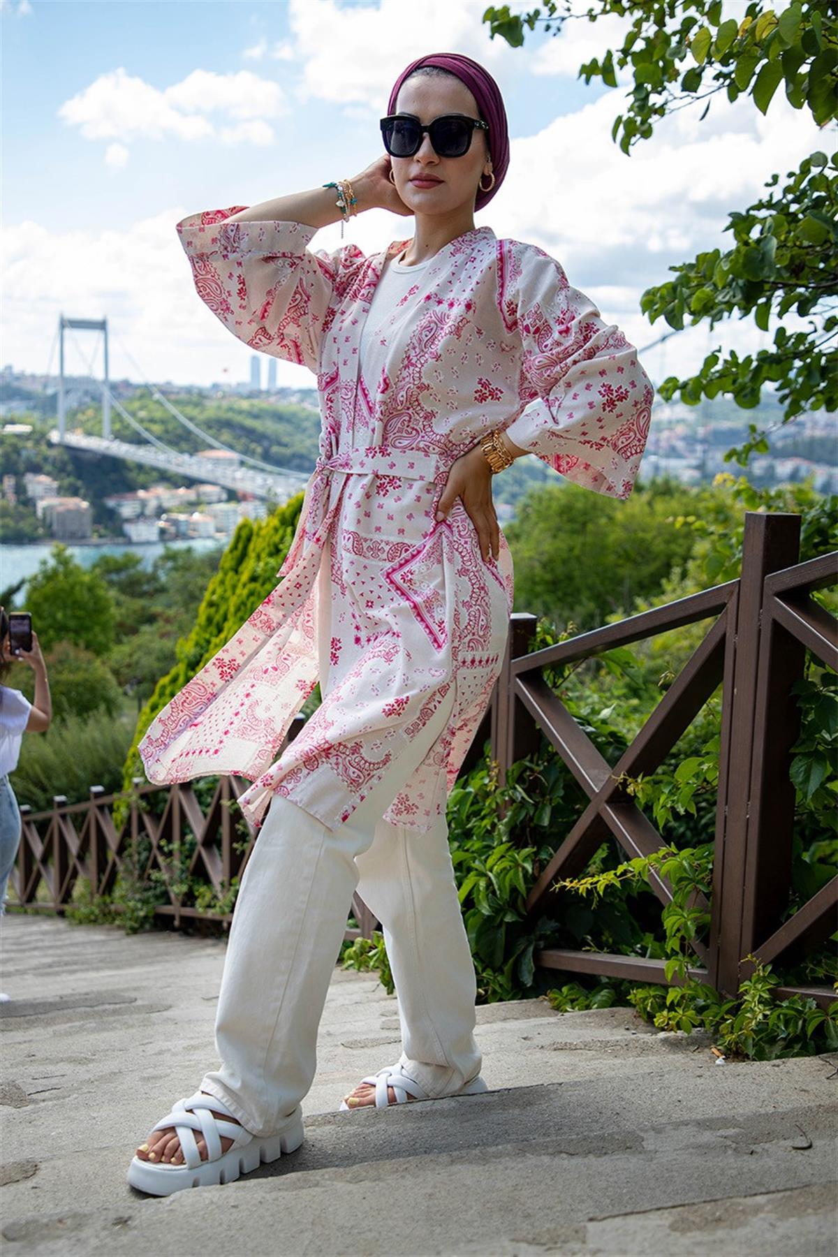 Damla Desenli  Kimono-Lila