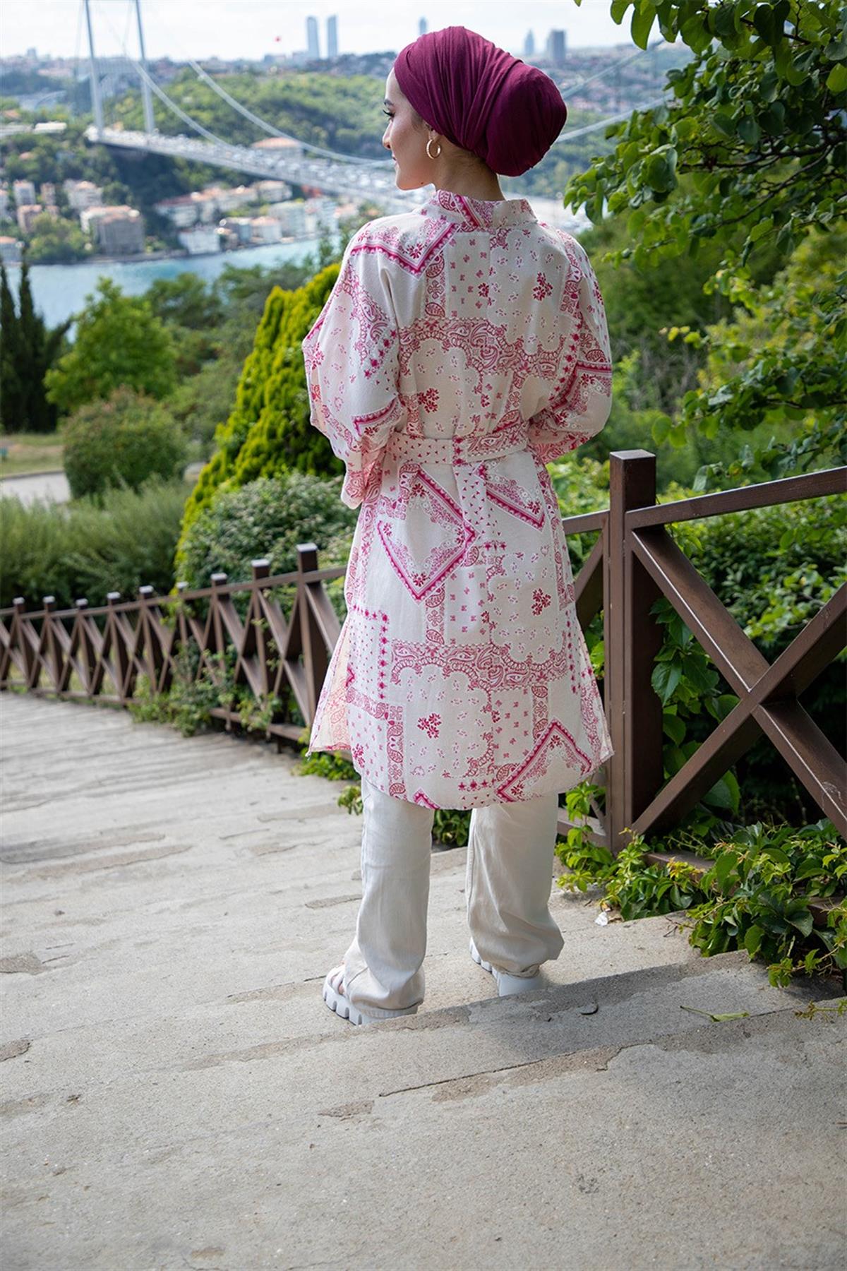 Damla Desenli  Kimono-Lila
