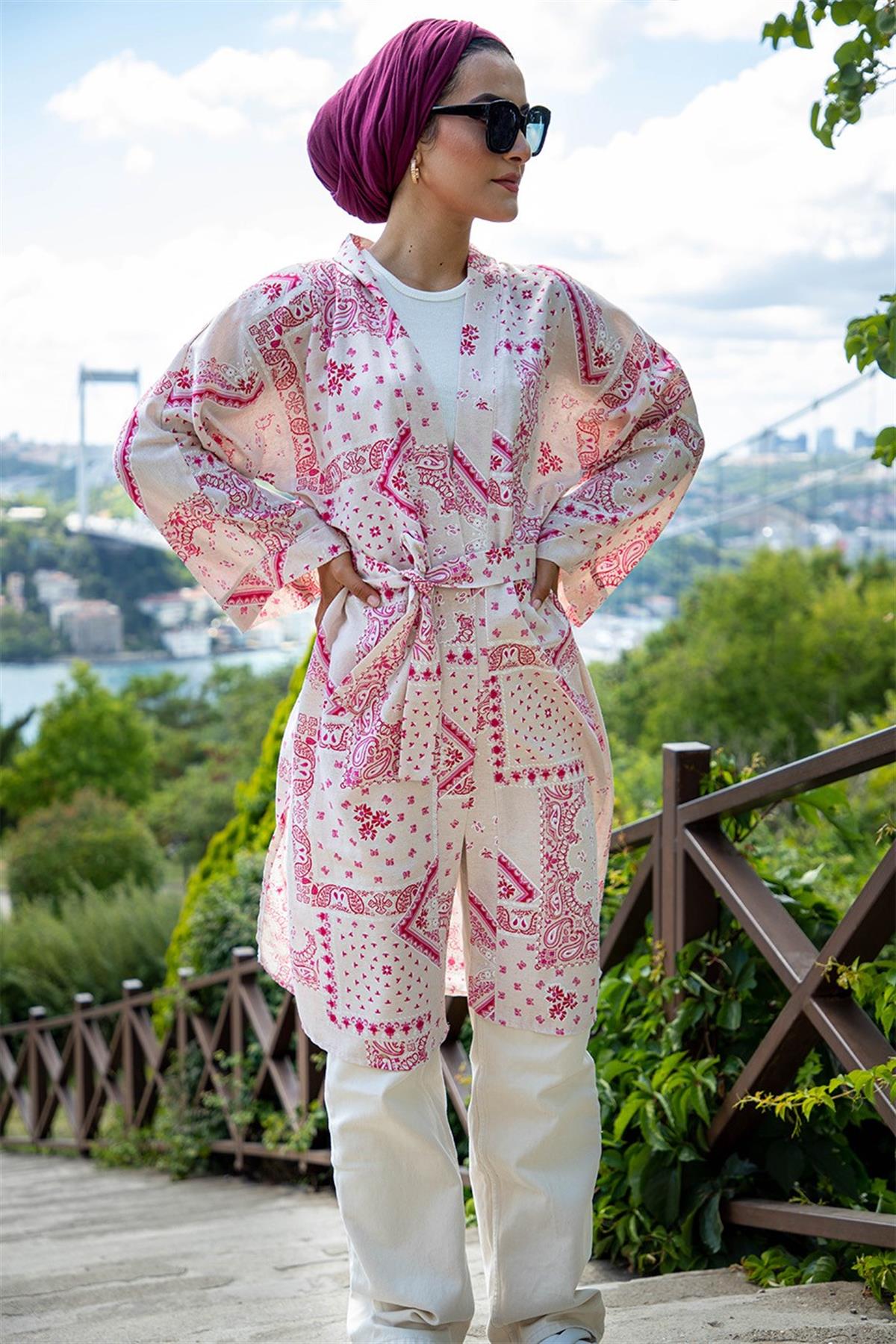 Damla Desenli  Kimono-Lila