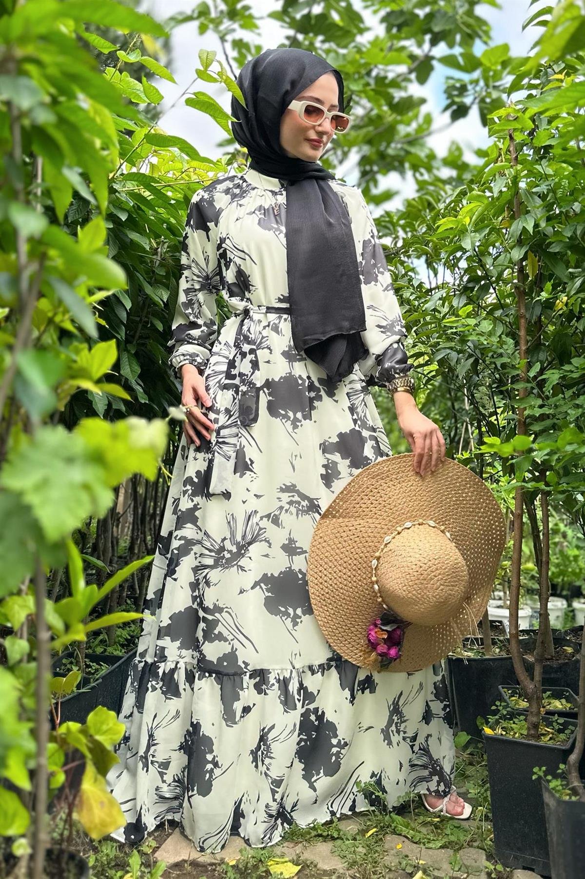 eda şifon elbise-Siyah