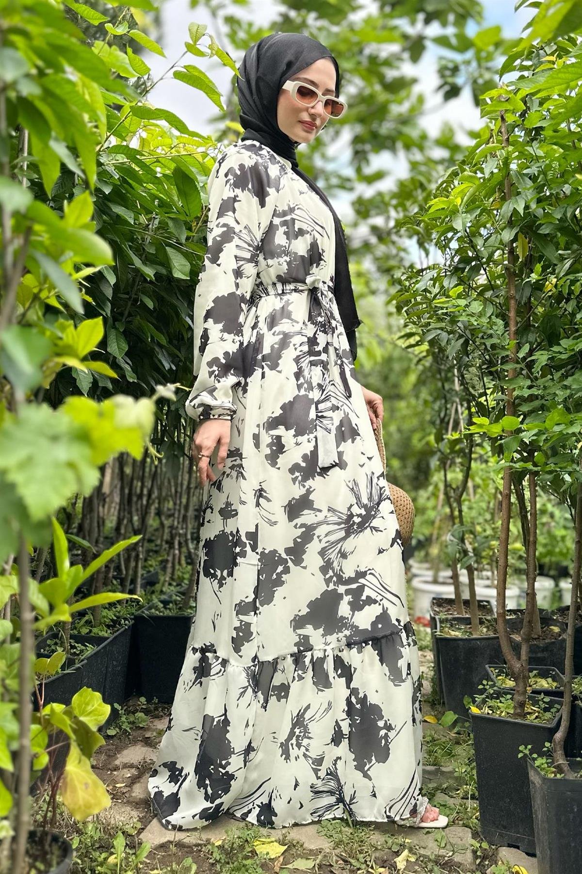 eda şifon elbise-Siyah