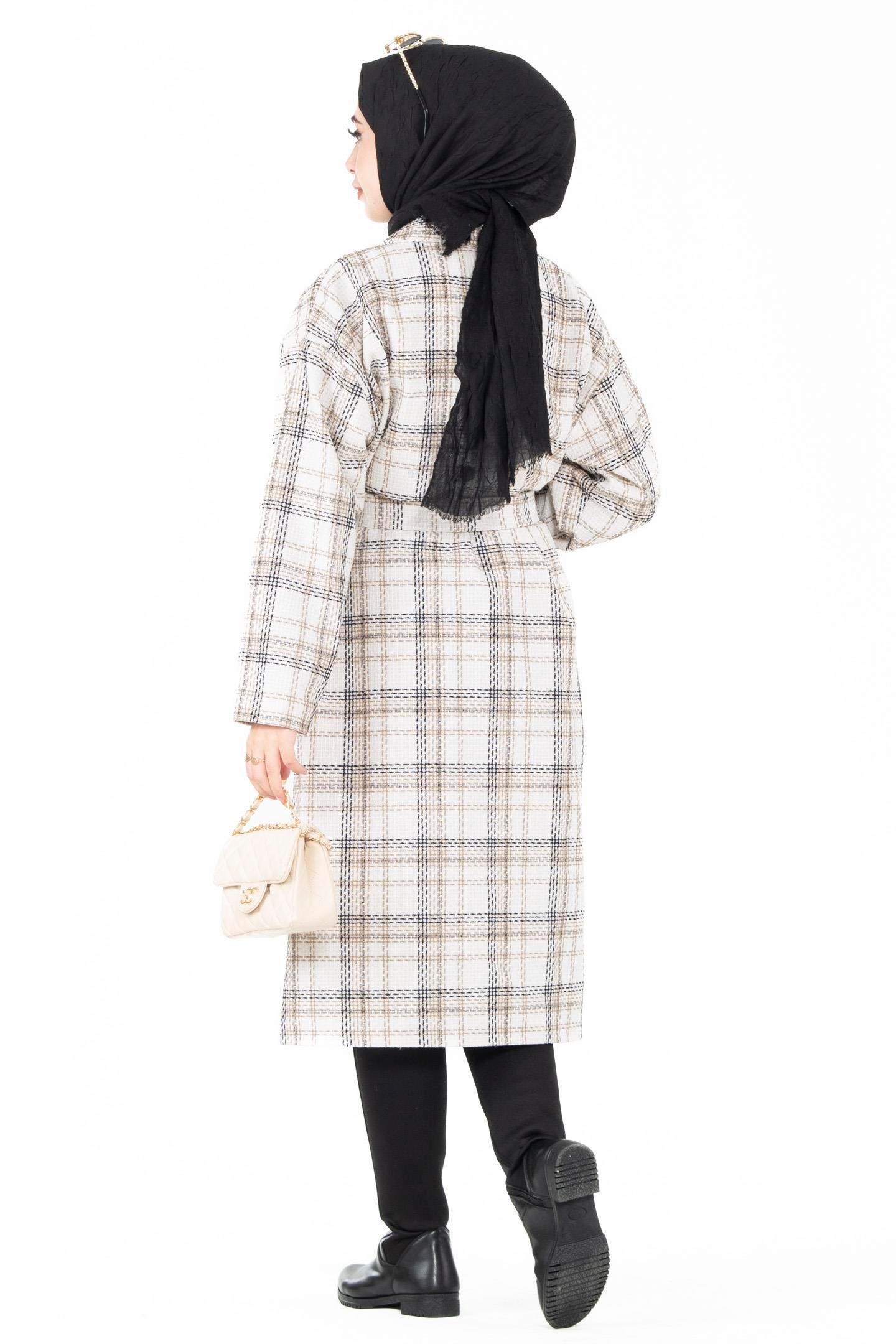 Plaid Tweed Coat-White