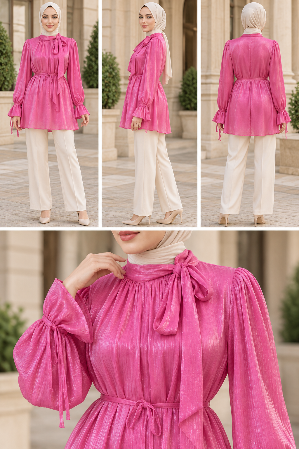 Simli Abiye Elbise-PEMBE