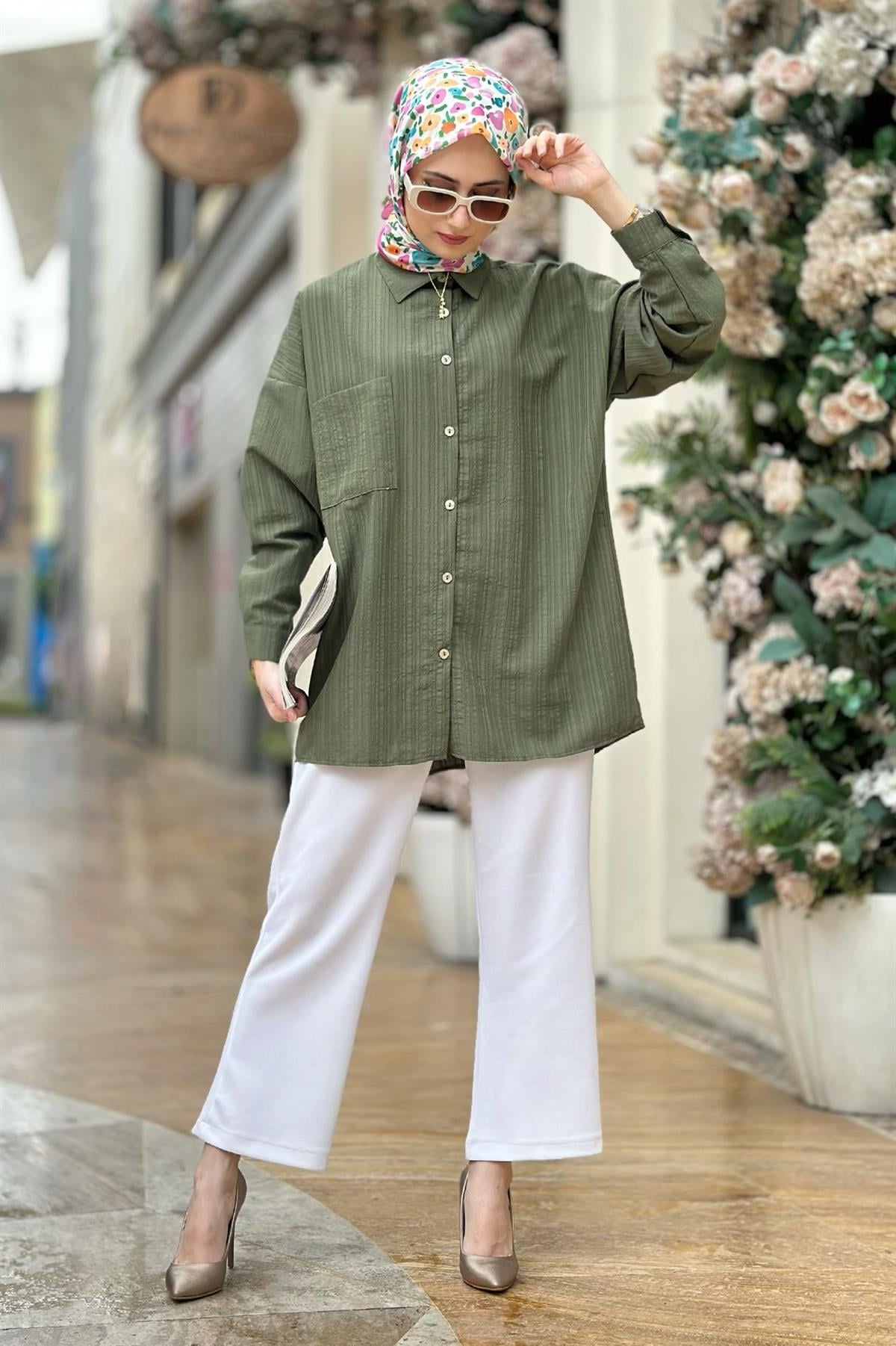 Oversize Gömlek Haki