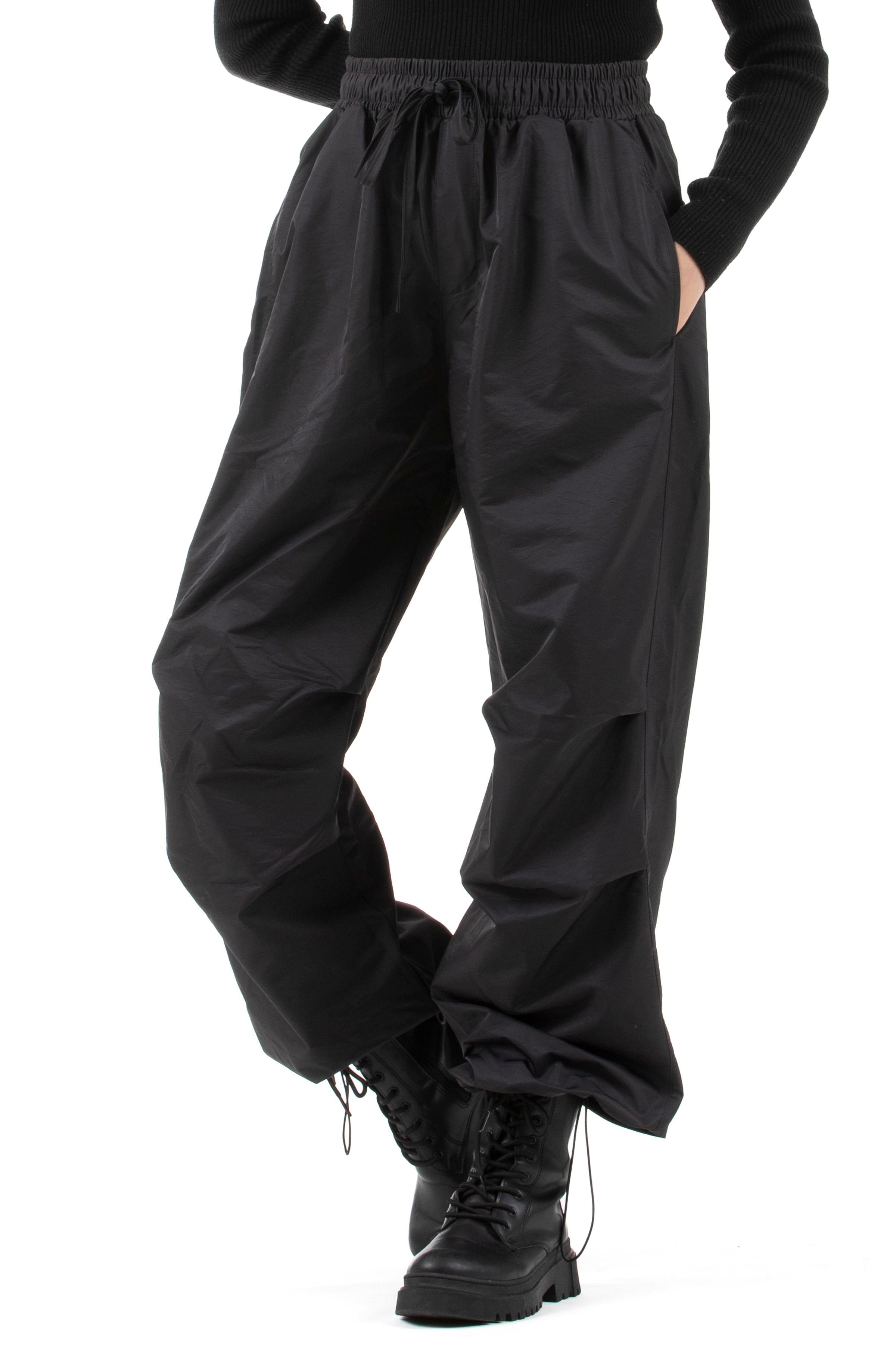 Parachute Fabric Trousers-Black