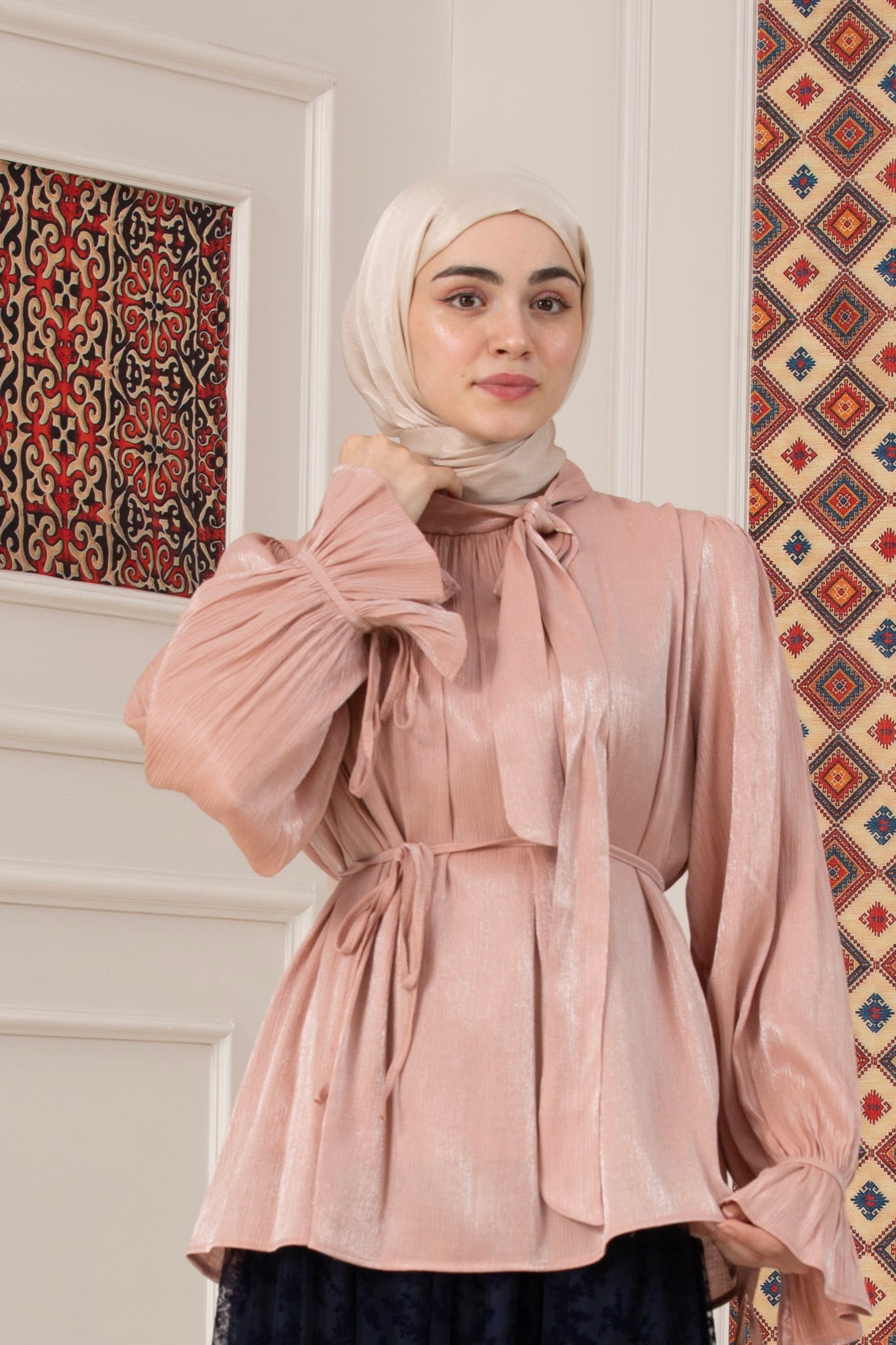 Simli Abiye Elbise-PEMBE