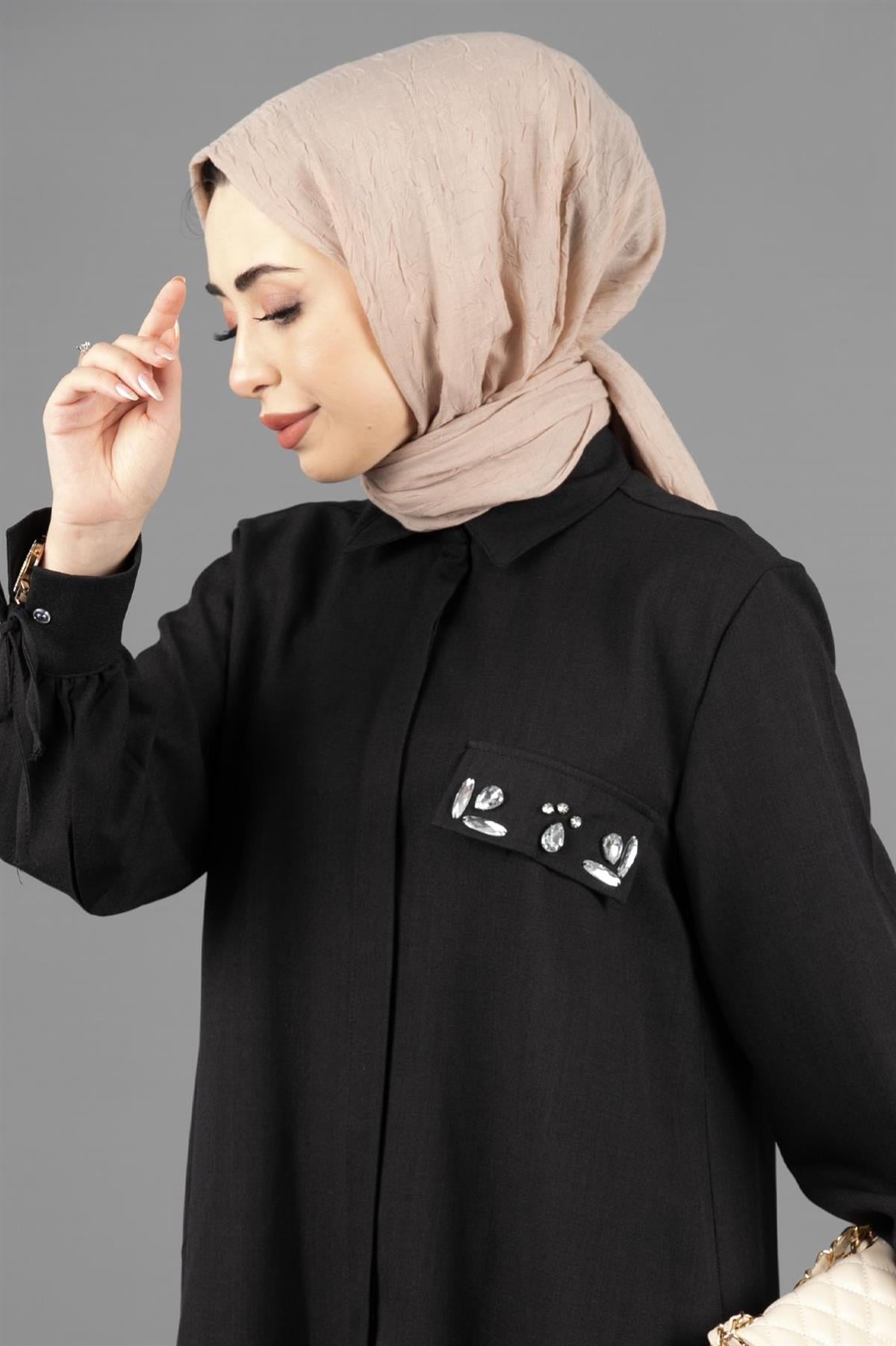 Taş Detaylı Tunik-siyah