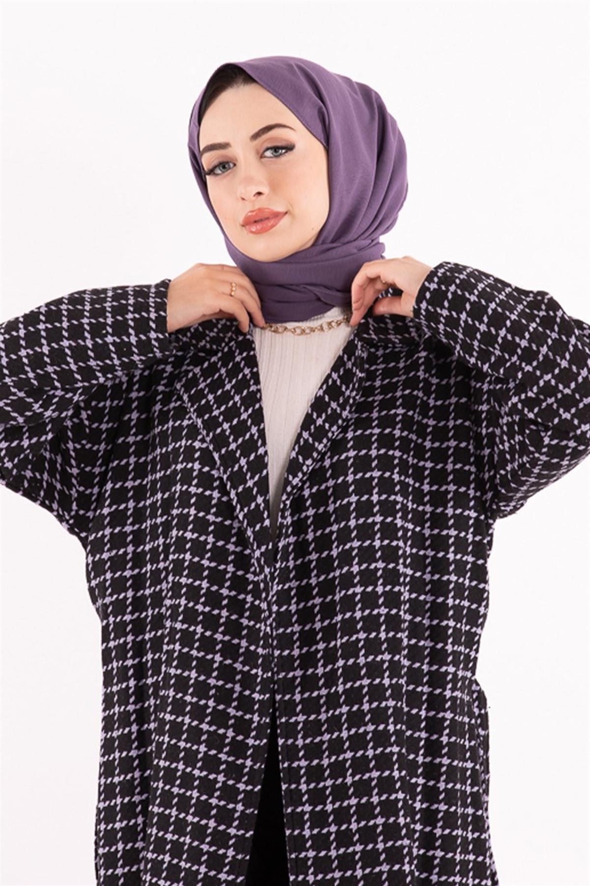 Tüvit Kumaş Kaban - Siyah Lila