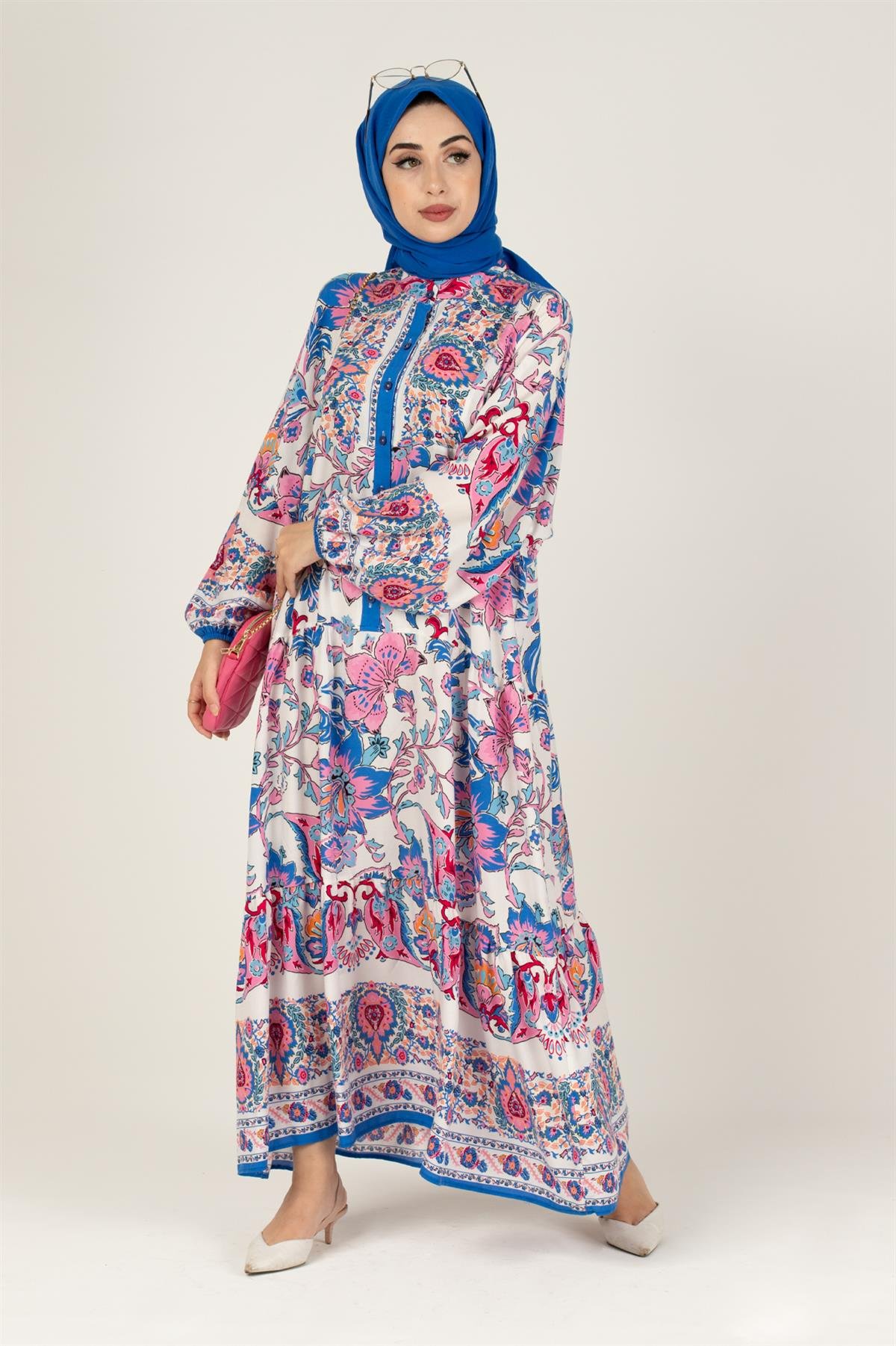 Zara Desen Viscon Elbise-Pembe
