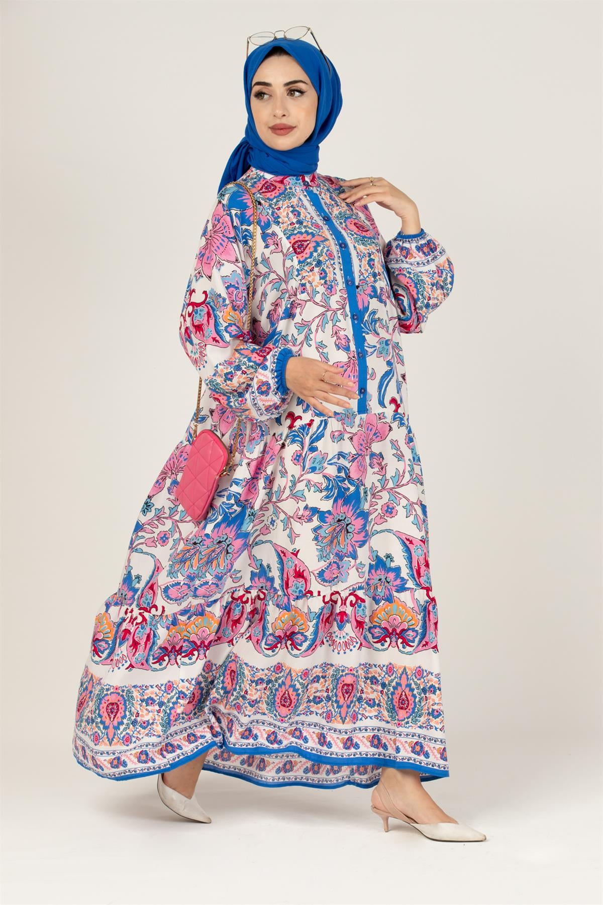 Zara Desen Viscon Elbise-Pembe