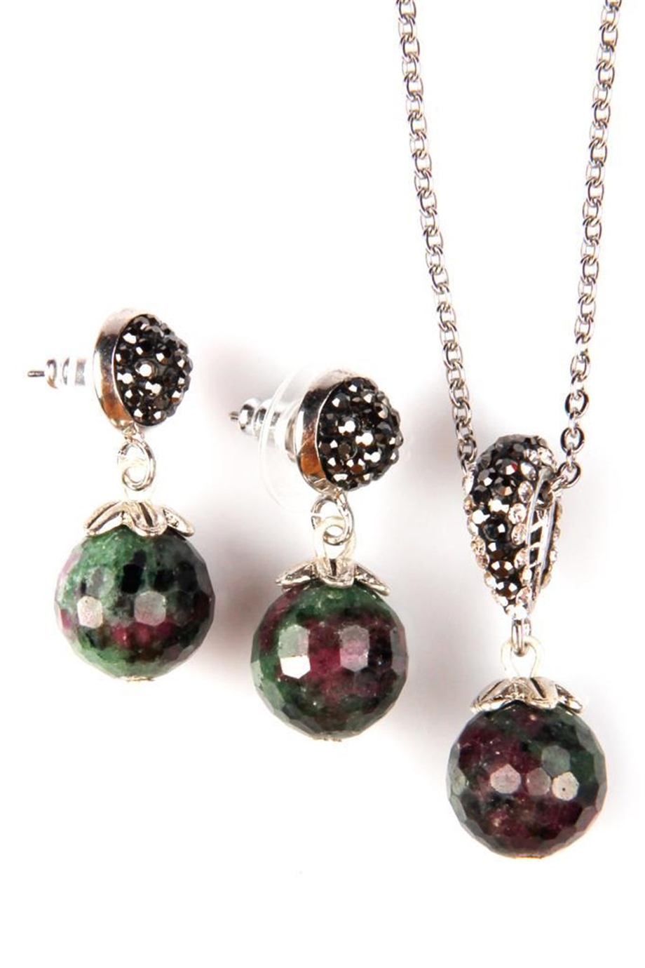 Anyolit Doğal Taş Kolye – Küpe Set