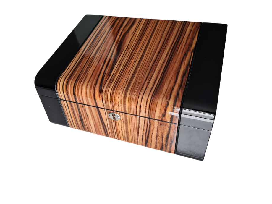 Basic German Humidor Puro Kutusu Kilitli Siyah/Ahşap 30's