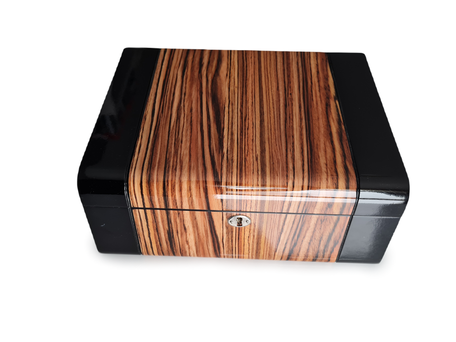 Basic German Humidor Puro Kutusu Kilitli Siyah/Ahşap 30's