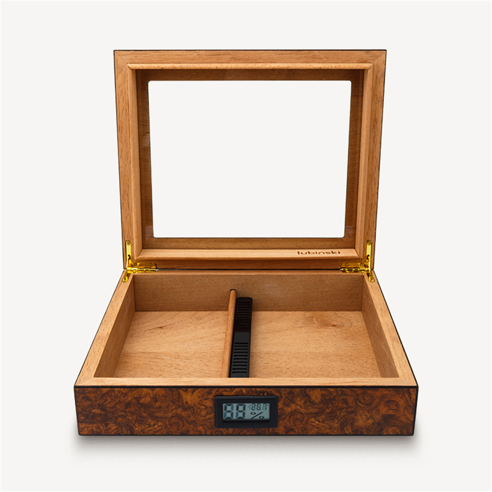 Lubinski Cedar Basic Camlı Puro Kutusu Humidor Slim Dijital Kahve 15s