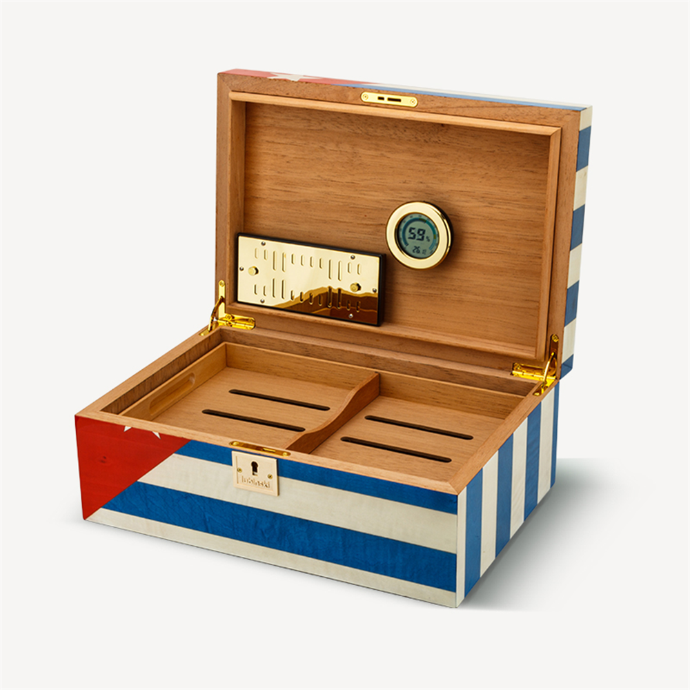 Lubinski Cedar Puro Kutusu Humidor Cuba Flag 50s