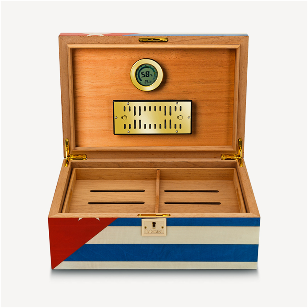 Lubinski Cedar Puro Kutusu Humidor Cuba Flag 50s