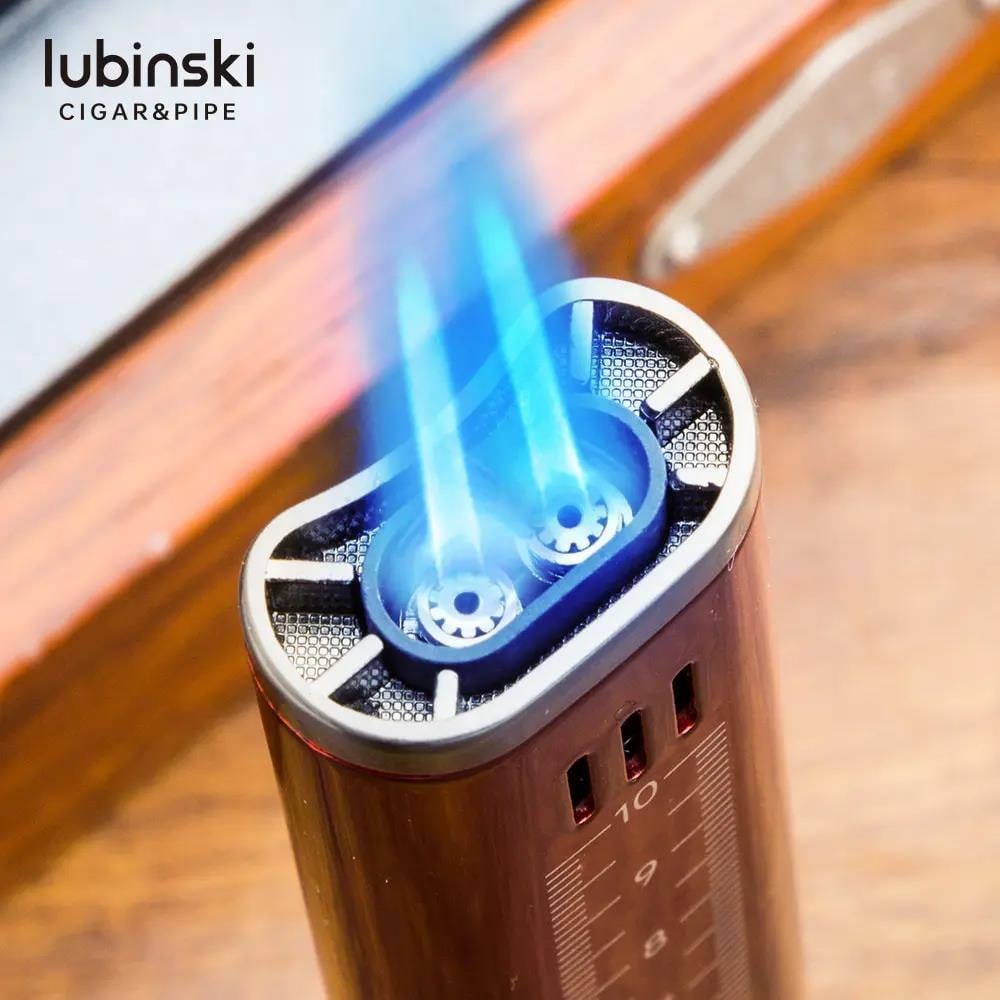 Lubinski Cigar Slim Cetvelli Ve Sehpalı Çift Torch Puro Çakmağı Kırmızı