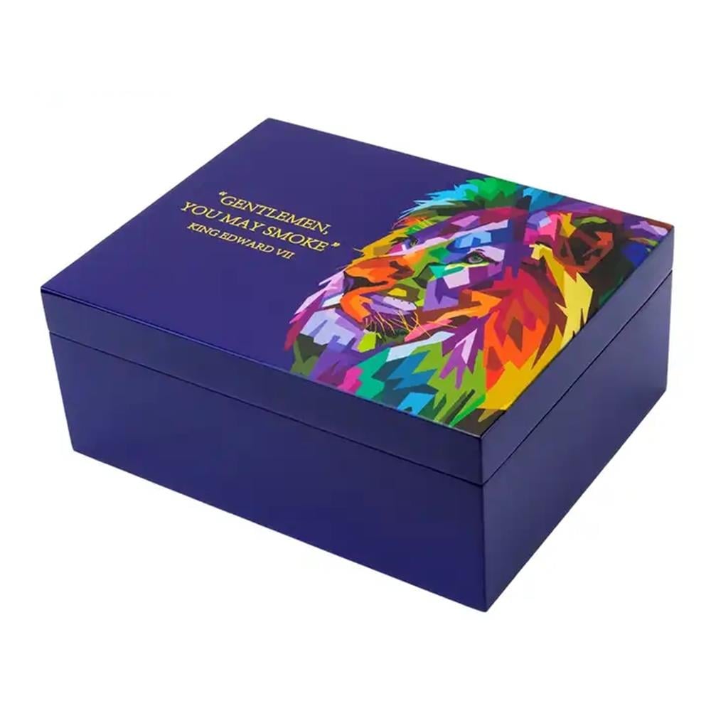 Lubinski Humidor Puro Kutusu Lacivert Lake Lion 50s