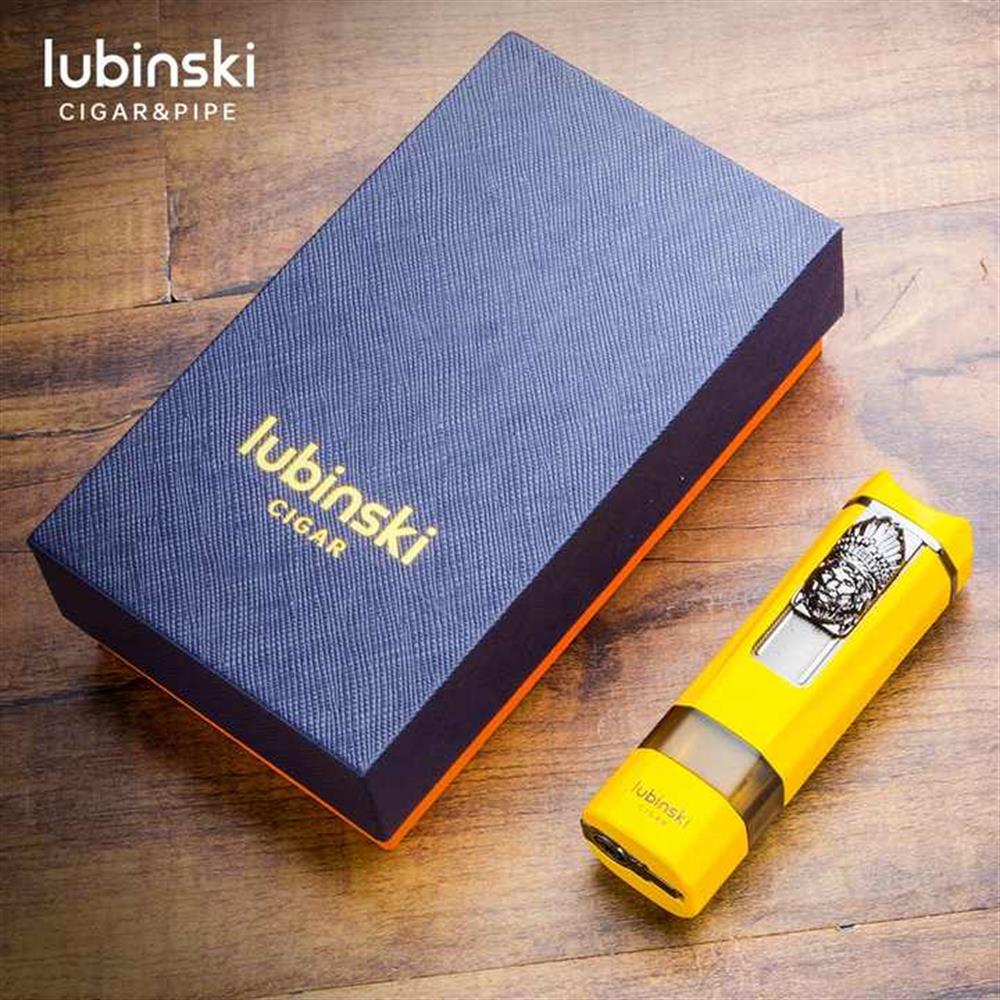 Lubinski Lion Sehpalı Delicili Tek Torch Puro Çakmağı Sarı