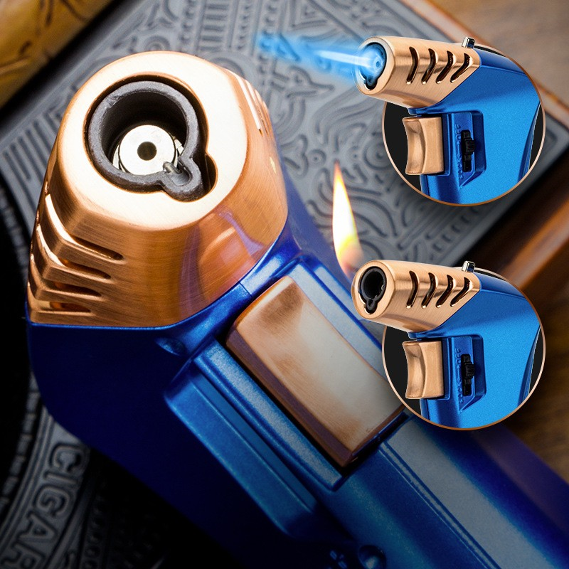 Lubinski New Design Çok Fonksiyonlu Tek Torch Büyük Masa Tipi Puro Çakmağı Blue